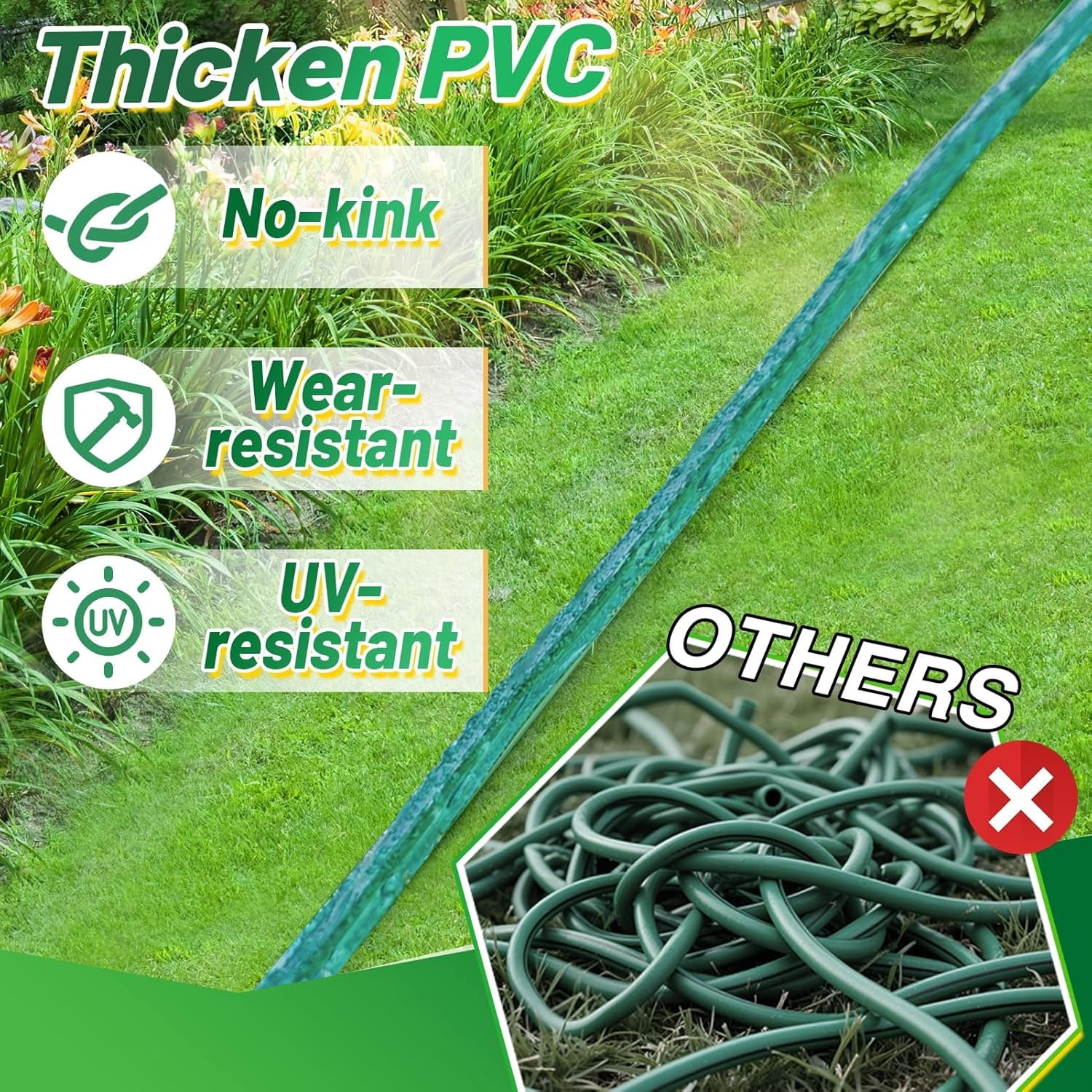 Henotian Garden Soaker Hose (Green, 25 ft, 2 Pack) spt3e