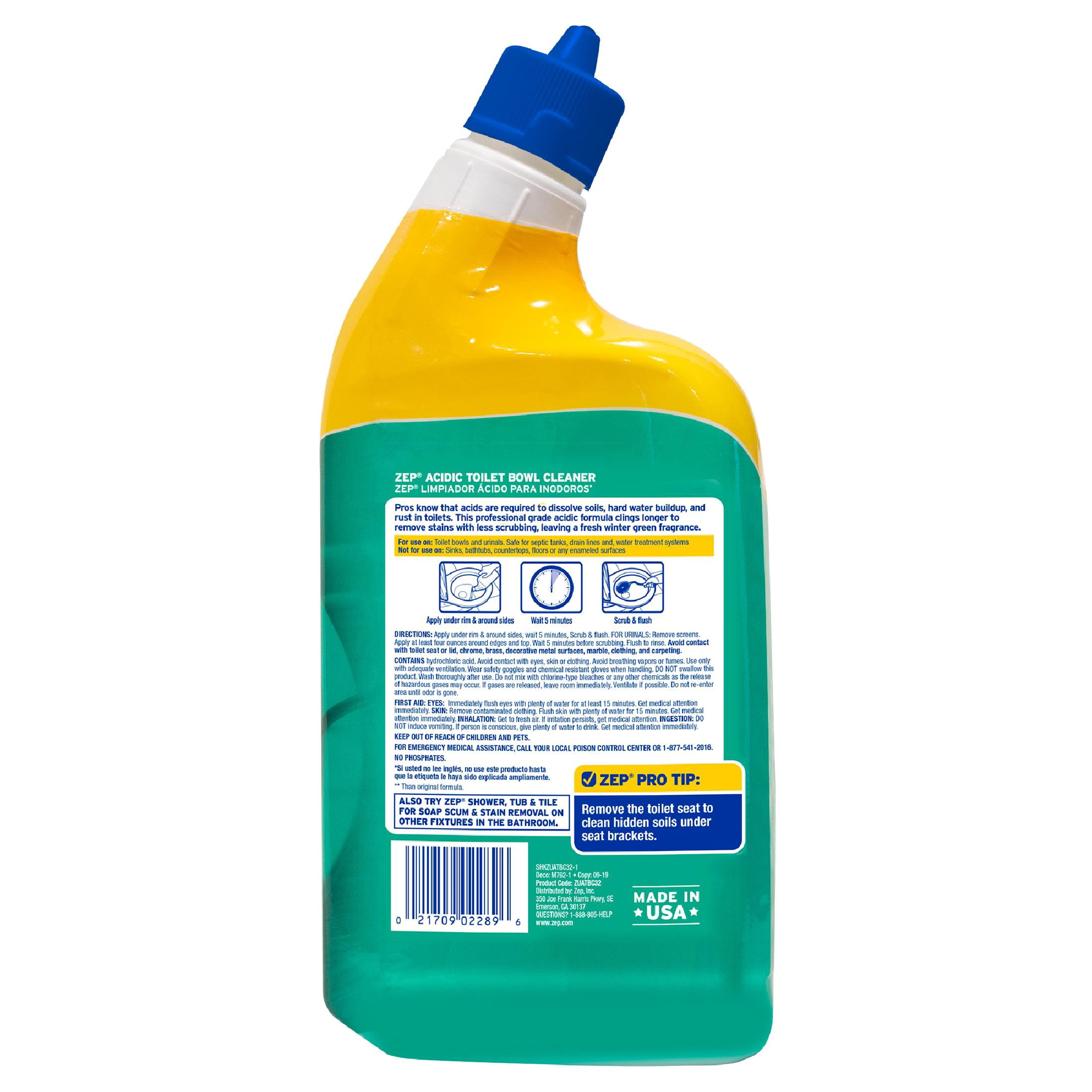 Zep Pro Strength Acidic Toilet Bowl Cleaner, Deep Cleaning Gel for Hard Water and Rust (Green, 32 fl oz) tjt5b