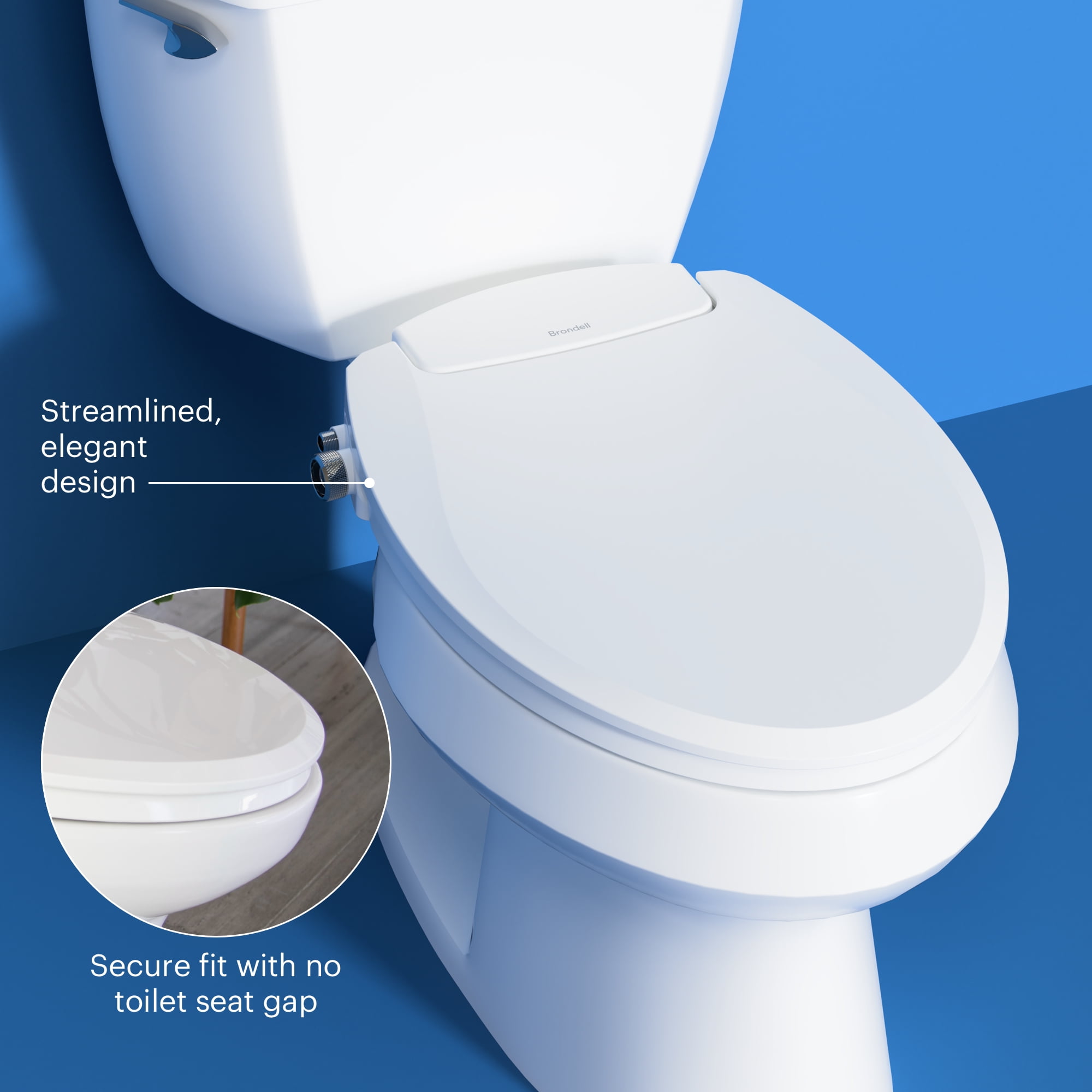 Brondell Ecoseat 101 Non-Electric Bidet Toilet Seat, Dual Nozzle System, Ambient Water Temperature, Fits Elongated Toilets (White, 20.03 in x 14.39 in x 2.55 in) agueb