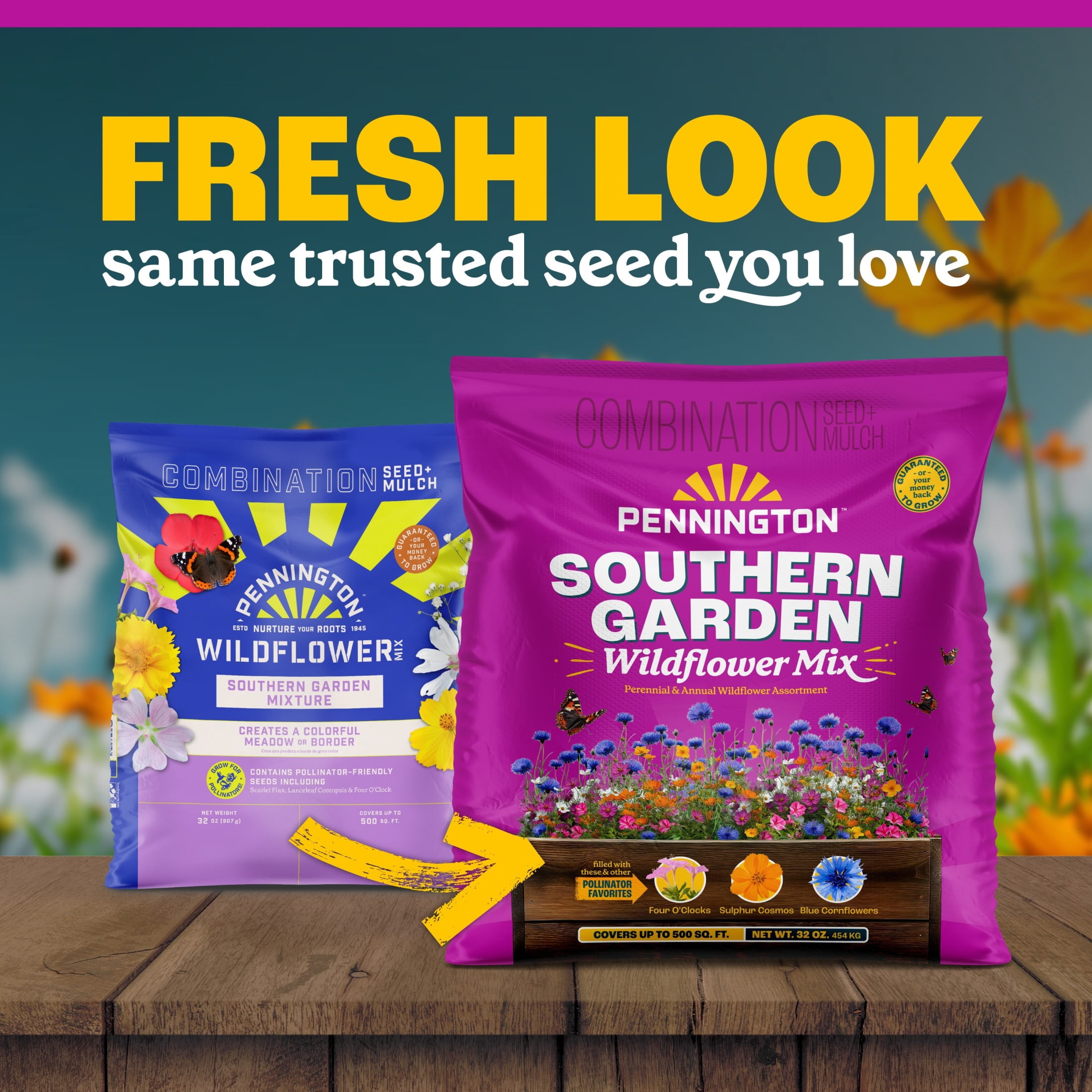Pennington Wildflower Seed Mix, Southern Region Garden Blend, Pollinator-Friendly Annuals and Perennials (32 oz) uoowy