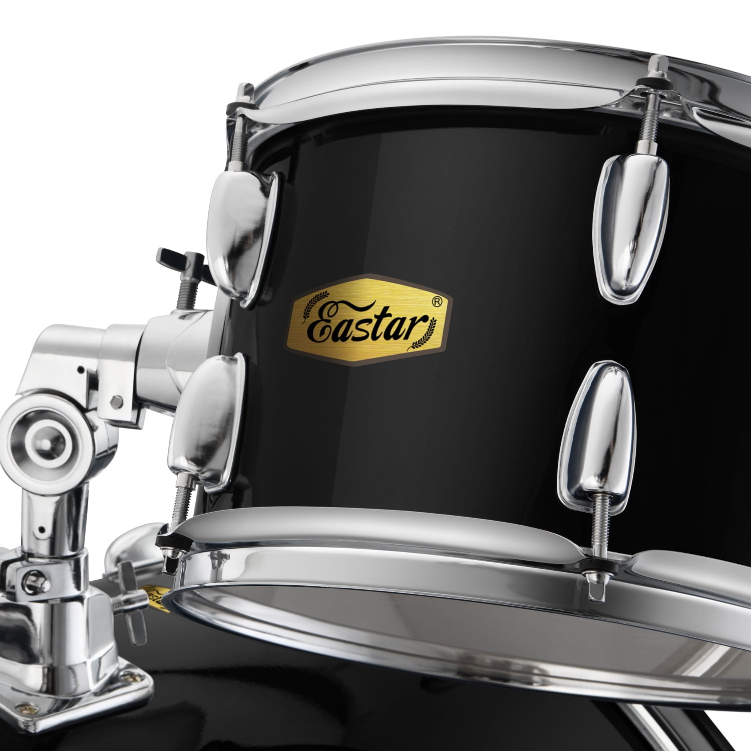 Eastar 5-Piece Full-Size Drum Set for Adults and Teens, Beginner Percussion Kit with Cymbals, Hardware, and Stool (Mirror Black, 22 in) f1qhk