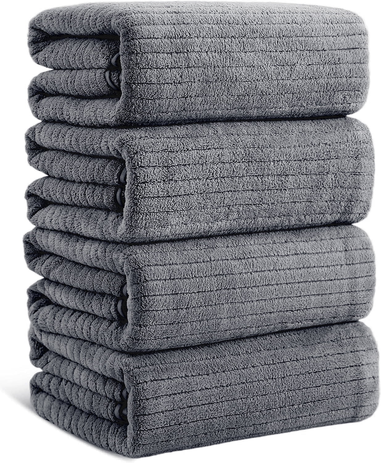 Jessy Home Oversized Microfiber Bath Towels Set (Dark Gray, 4 Pack, 35 in x 70 in) j6e97