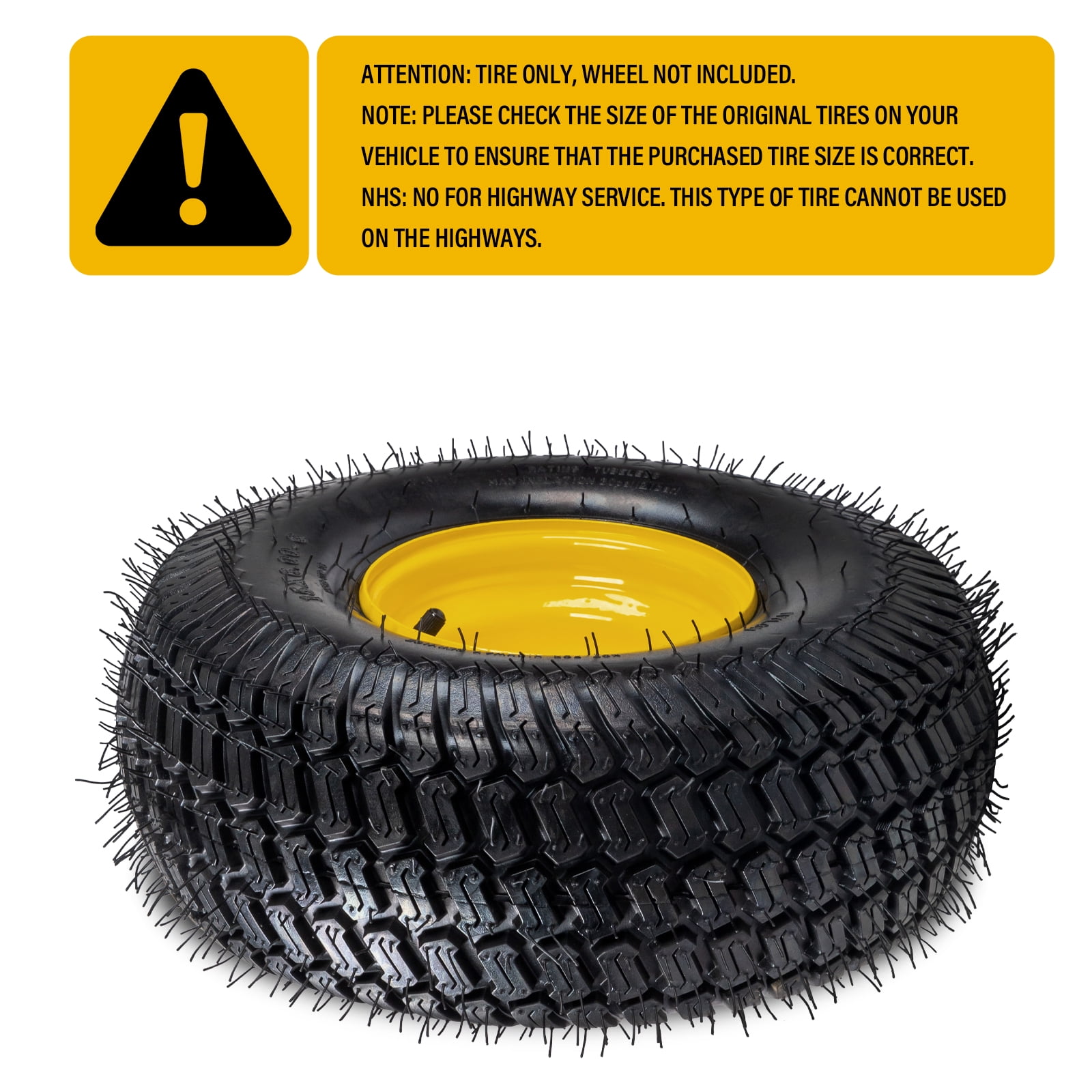 Ktaxon 15x6.00-6 Riding Lawn Mower Front Tire and Wheel Assembly (Black, 2 Pack) gmxmf