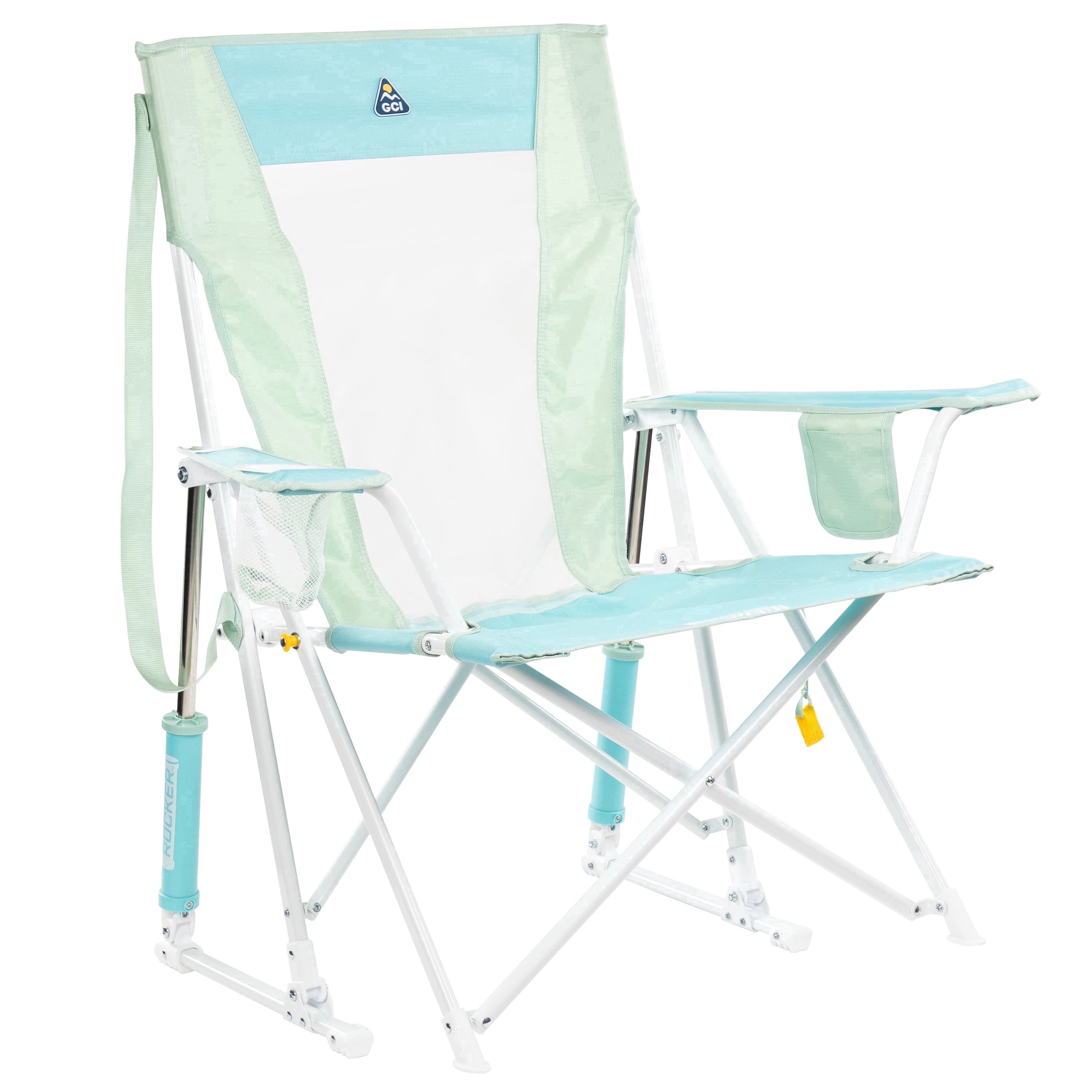 GCI Outdoor Comfort Pro Rocker Camping Chair with Mesh Backrest (Pastel Green, 250 lb Capacity) z2bpm