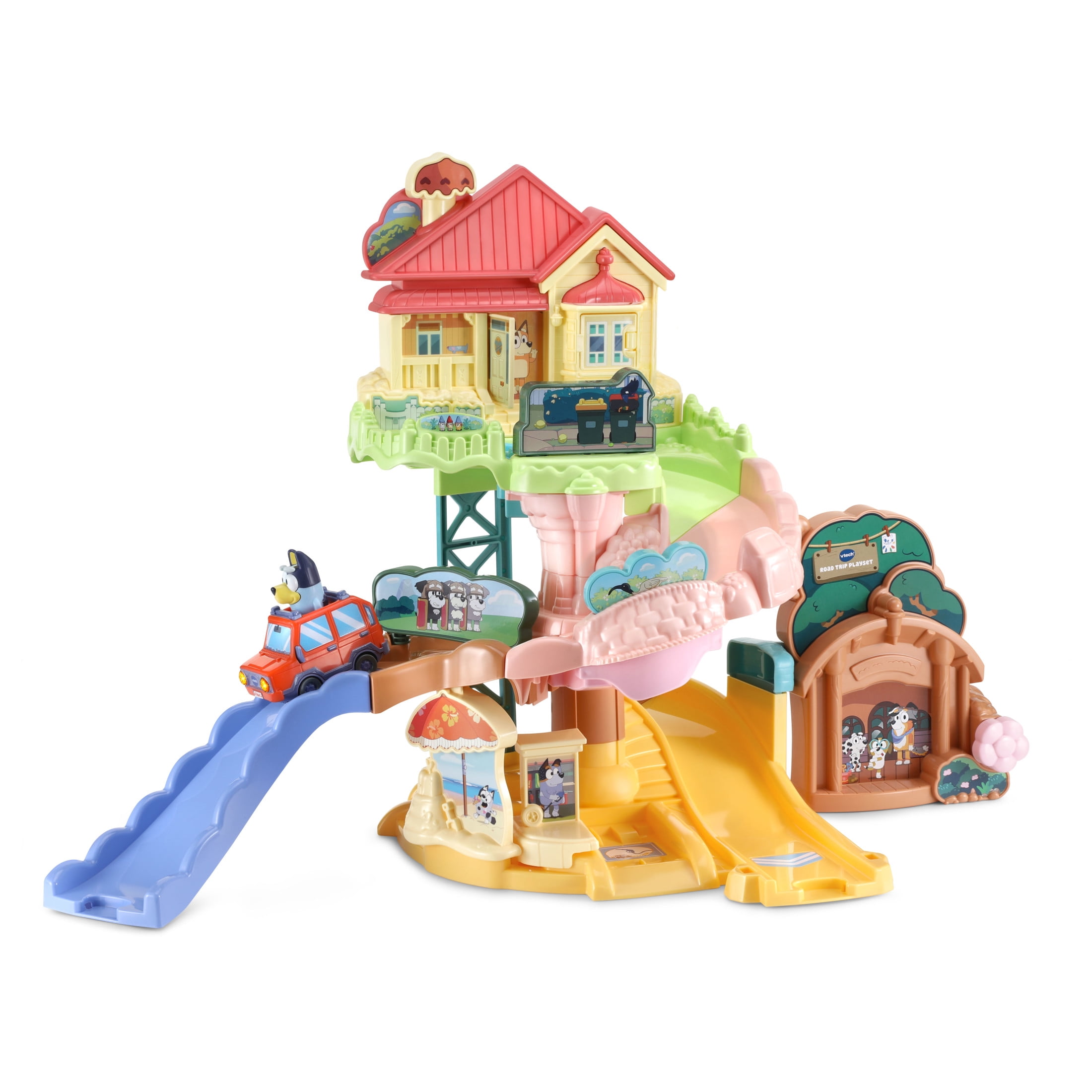 VTech Bluey Road Trip Electronic Playset with Heeler 4WD and Bingo Pedal Car (1 Set) lalcz
