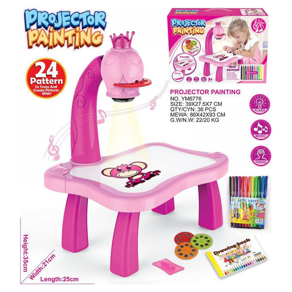 Miyanuby Magnetic Drawing Board Projector Set for Kids (Pink, 9.8 in x 8.3 in) bo89k