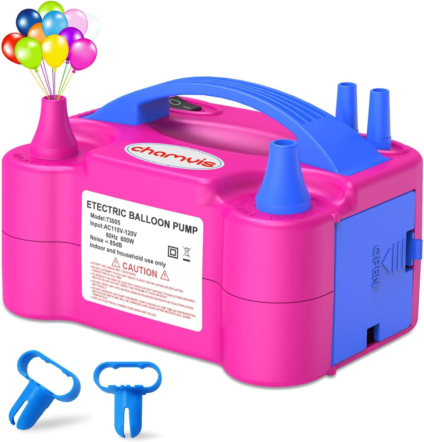 Chamvis Electric Balloon Pump, Portable Air Blower Machine for Party Decorations (Dual Nozzle, 6.7 x 4.3 x 4 in) gcqg3