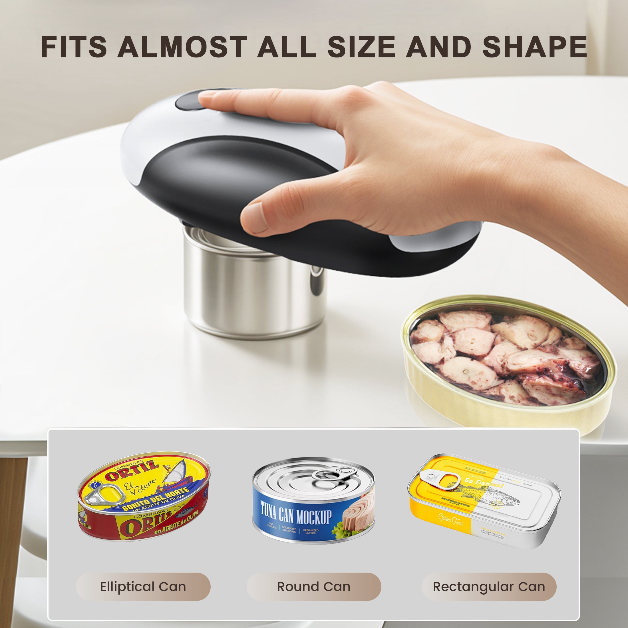 MOREBLUE Automatic Electric Opener, USB-C Rechargeable Hands-Free Kitchen Tool (Black, 1 Pack) wzhwq