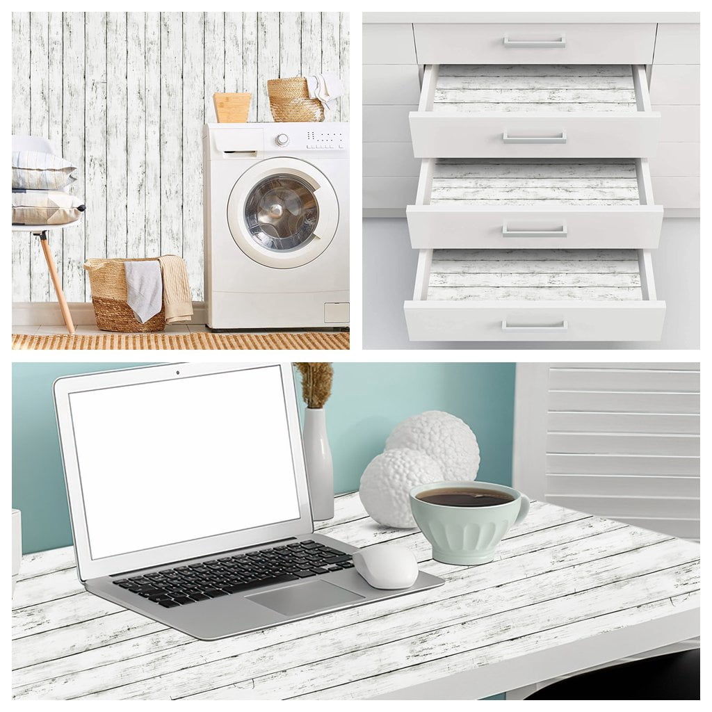 Arthome Wood Grain Contact Paper, Self-Adhesive Removable Decorative Wallpaper for Furniture and Walls (White, 17 in x 120 in) ns9j5