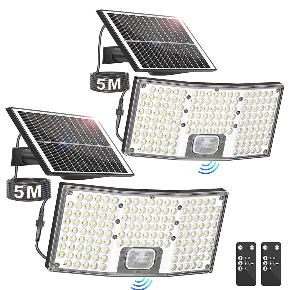 OCEST Solar Motion Sensor Flood Lights Outdoor Security Lighting (Cool White, 2 Pack) or1pb