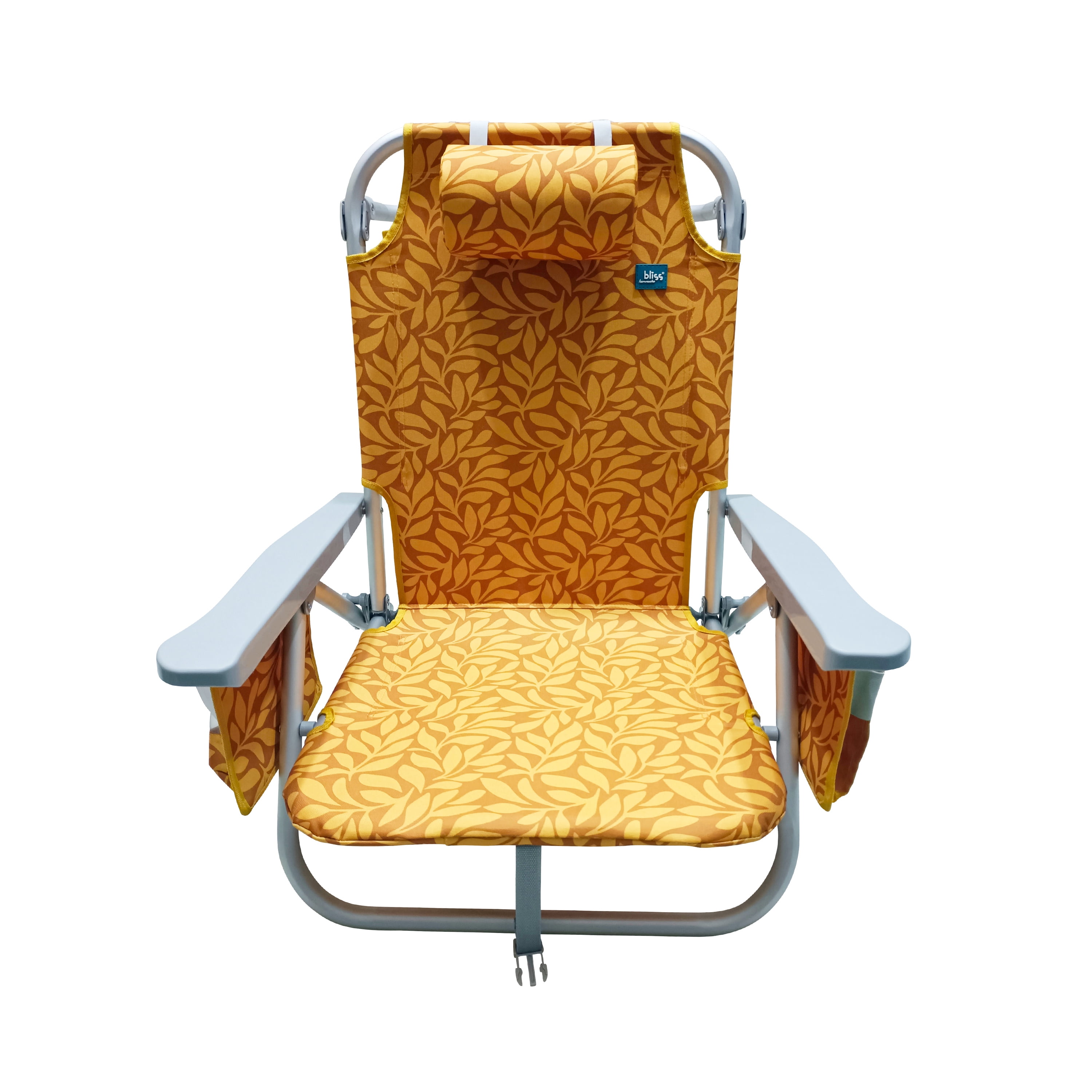 Bliss Hammocks Aluminum Beach Chair with Detachable Cooler Bag and 5 Reclining Positions (Amber Leaf, 275 lb Capacity) emyx4