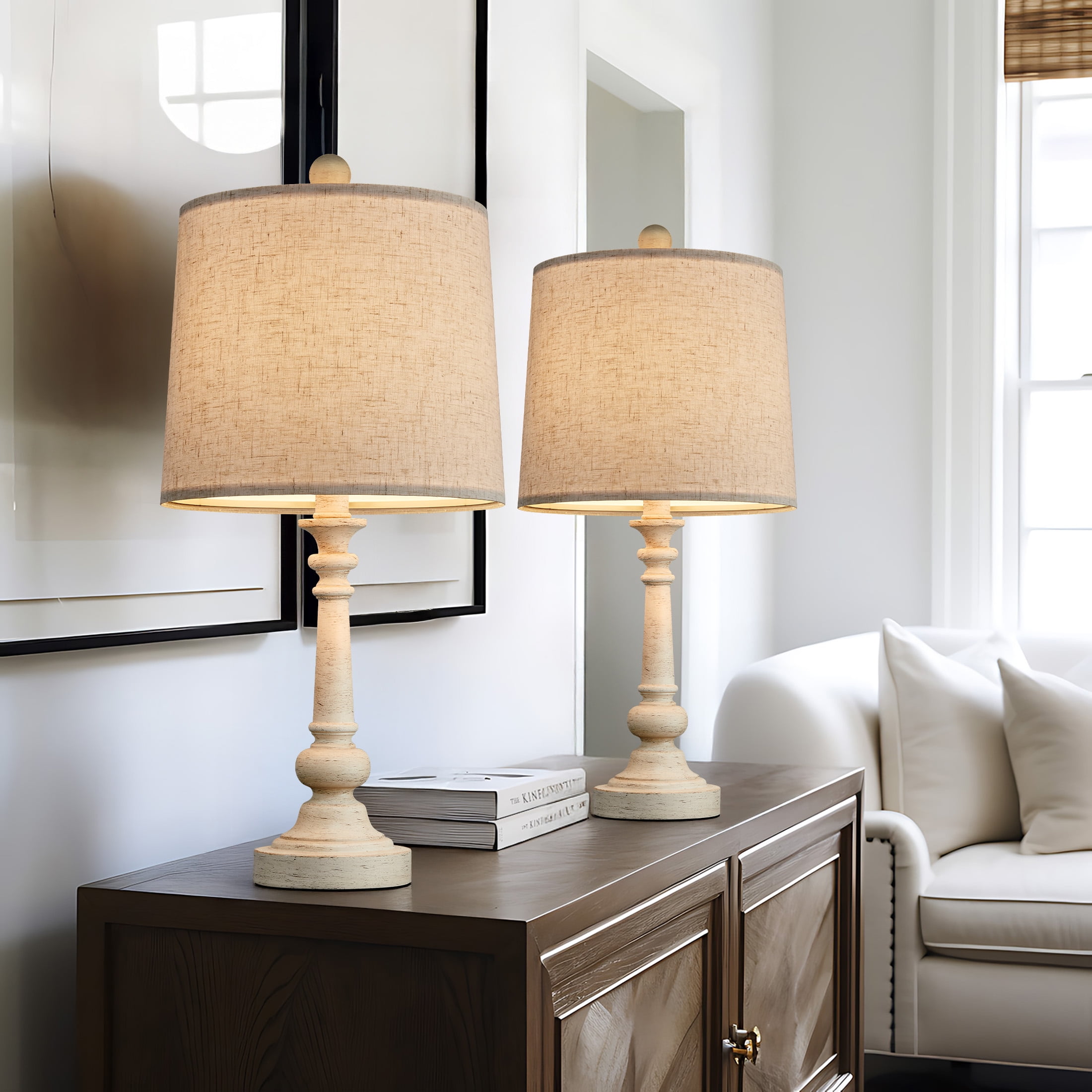 Oneach Retro Farmhouse Table Lamp Set (2-Pack, 20.25 in) y1pte