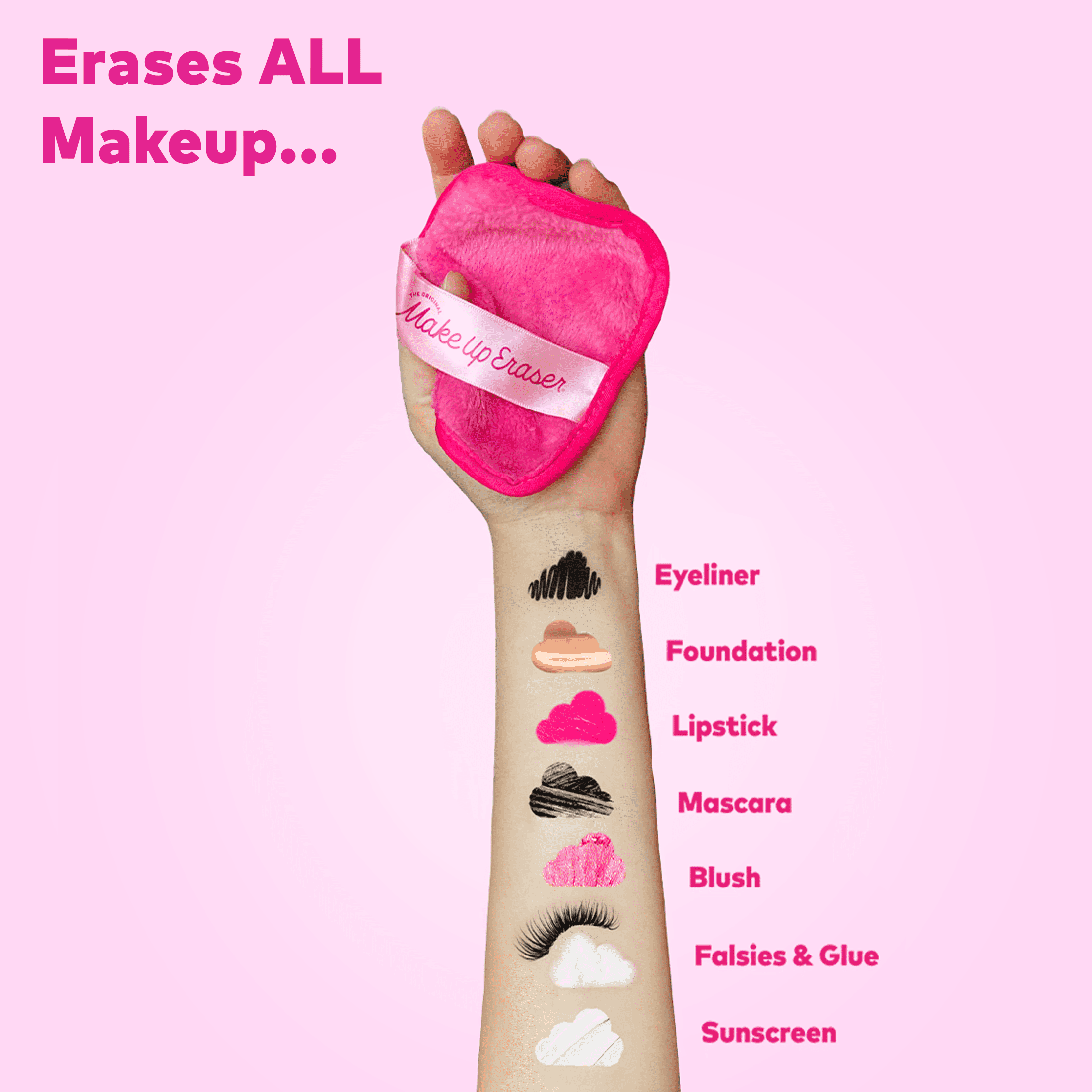 The Original MakeUp Eraser Reusable Makeup Remover Cloth Set (Pink, 3-Day Set) ncbf2