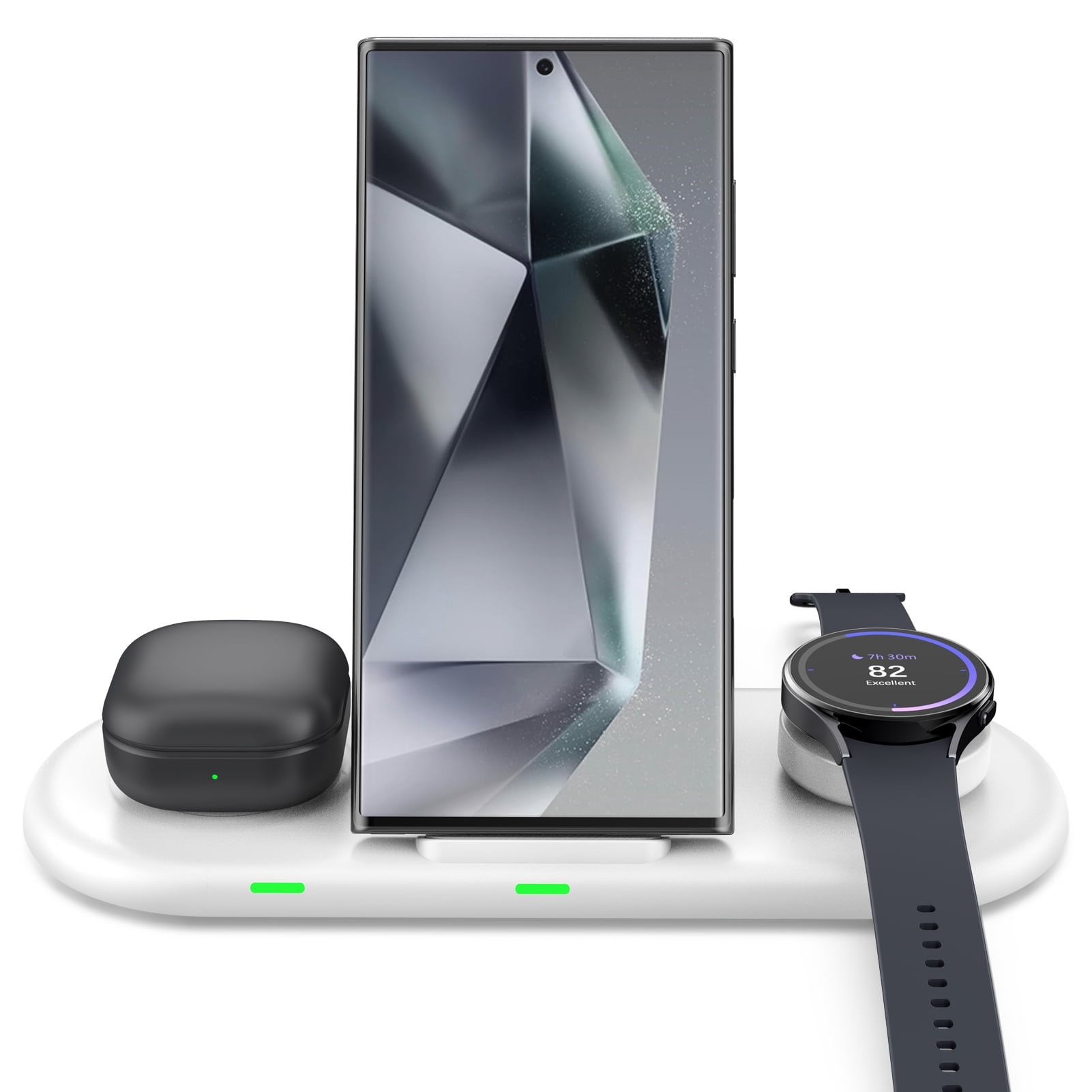 leQuiven 3-in-1 Wireless Charging Station for Samsung Galaxy S25/S24/S23/S22, Galaxy Watch Ultra/7/6/5/4, and Galaxy Buds (White, 1 Pack) bg3xb