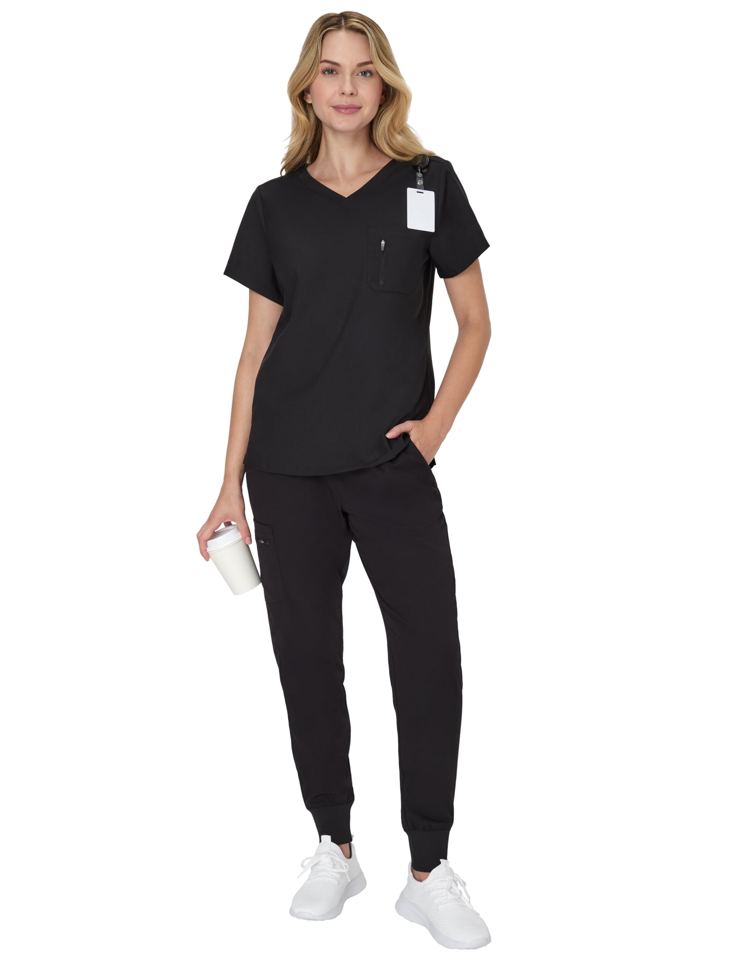 Hanes Women's Jogger Scrub Pants, Moisture-Wicking Athletic Fit with Pockets (New Ebony, XS) 2wyxq