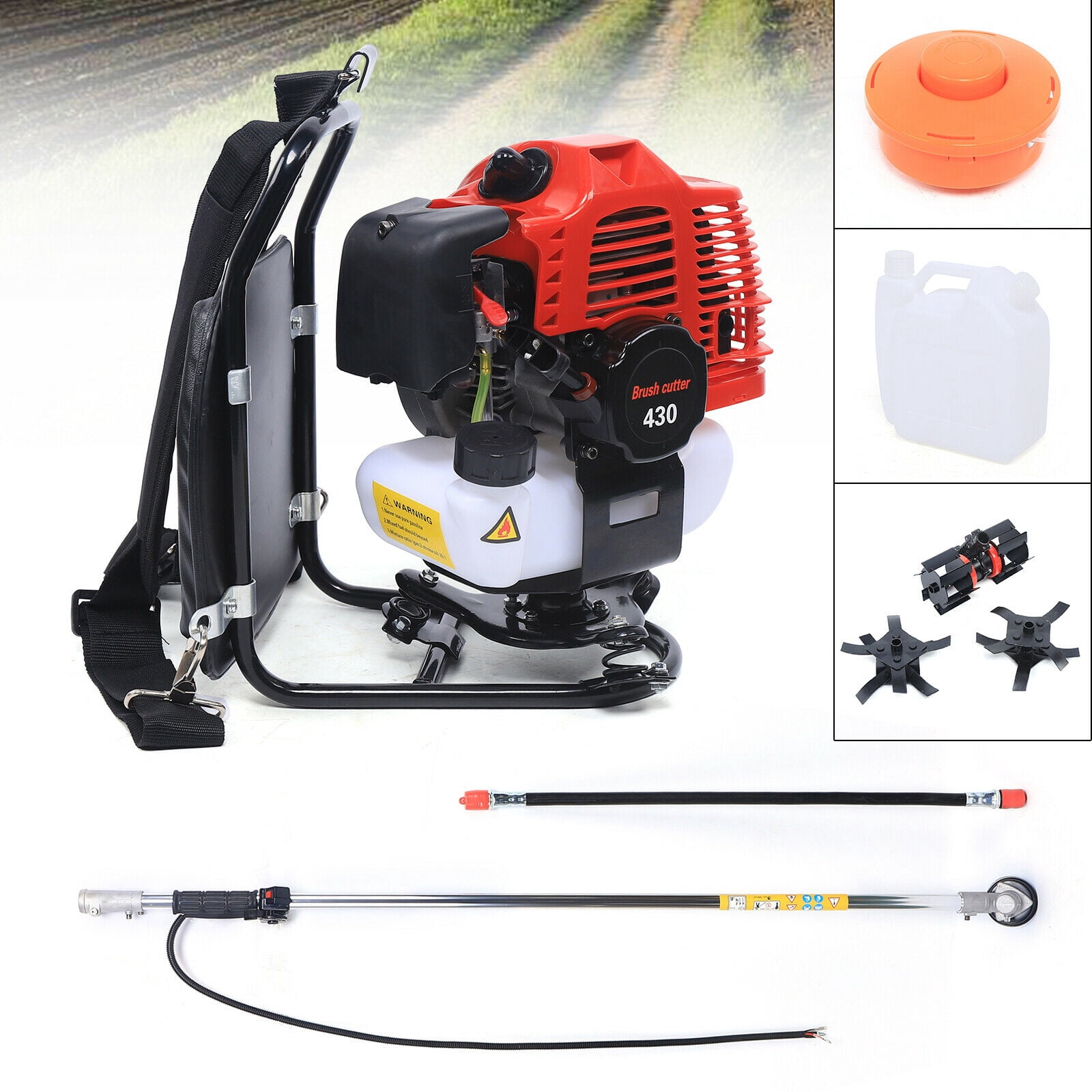 Generic 43CC 2-Stroke Backpack Gas Brush Cutter and Lawn Trimmer for Garden Maintenance (Red, 33.8 fl oz) hkfkr