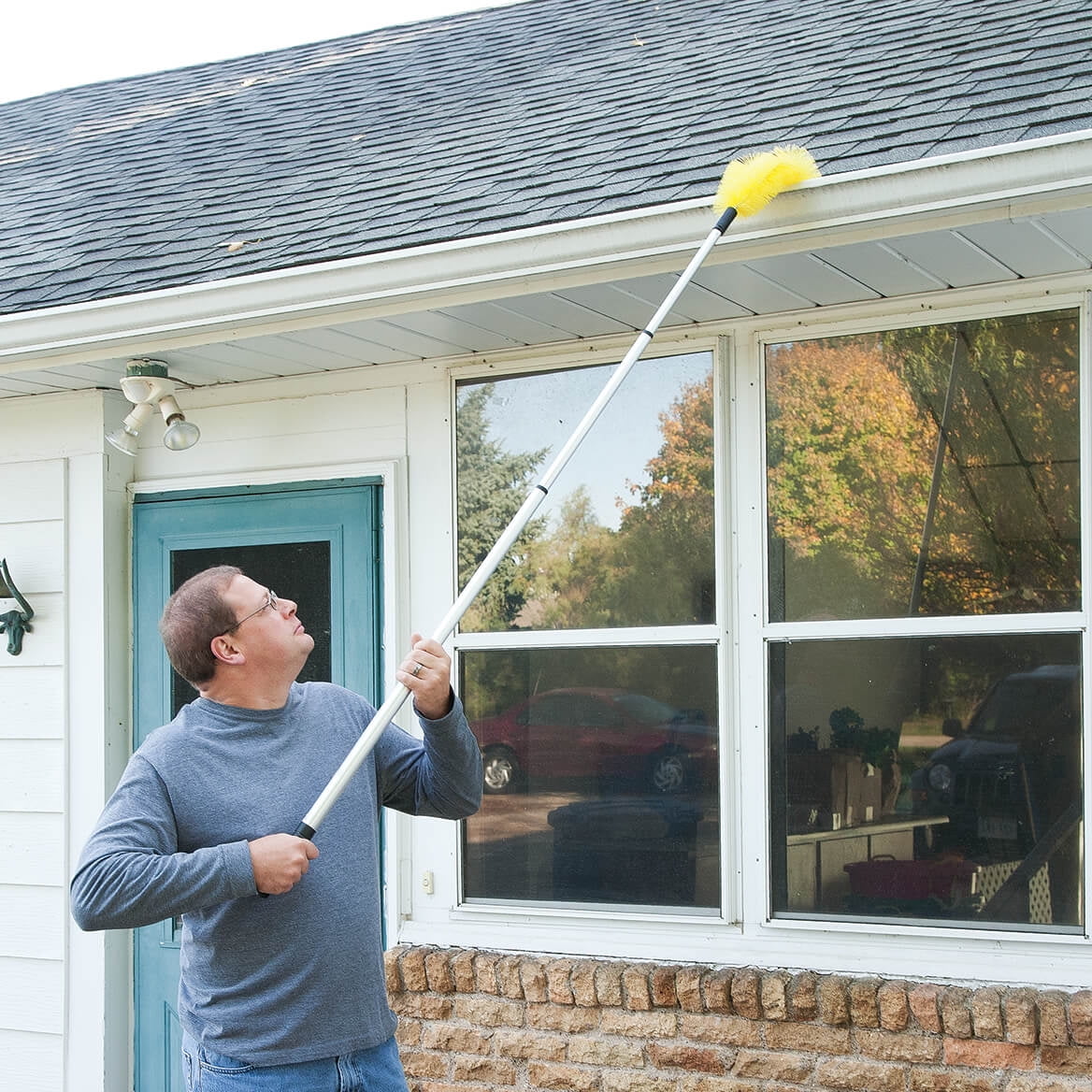 Fox Valley Traders Telescopic Gutter Brush, Extendable Gutter Cleaner Tool for Leaves and Debris (Yellow, 36 in. to 74 in.) sxvja