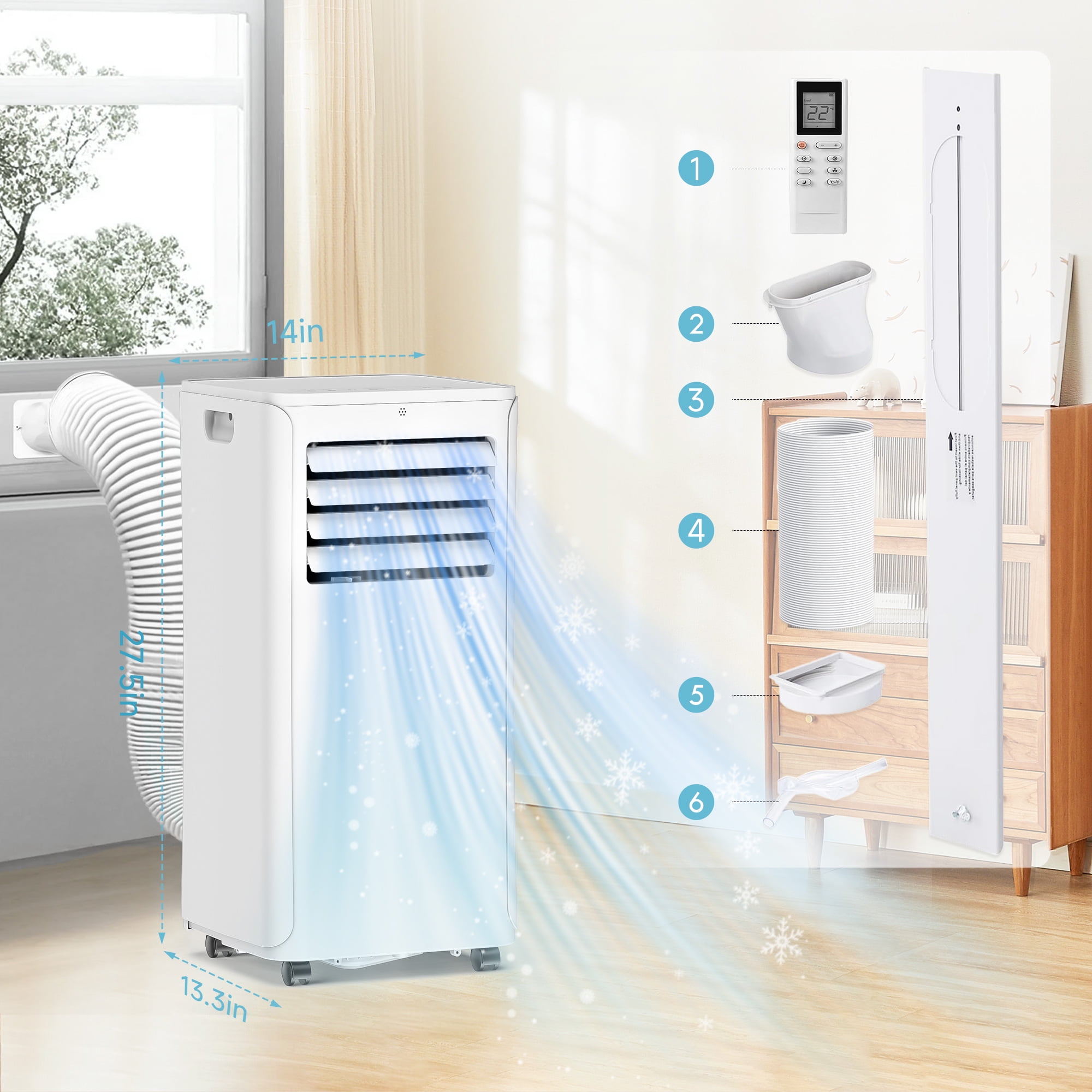 Tolsprint 12000 BTU Portable Air Conditioner 4-in-1 Cooling Unit with Remote Control and LED Display (450 sq. ft. Coverage) cwjs9