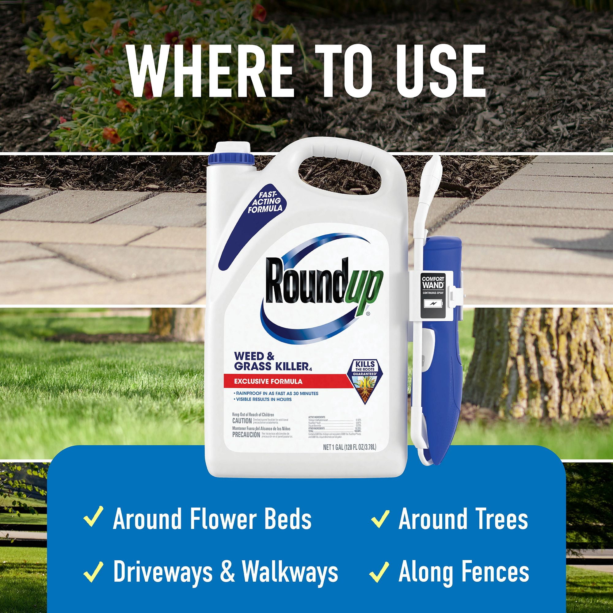 Roundup Weed and Grass Killer4 with Comfort Wand for Landscapes and Hardscapes (1 gal) nsu13