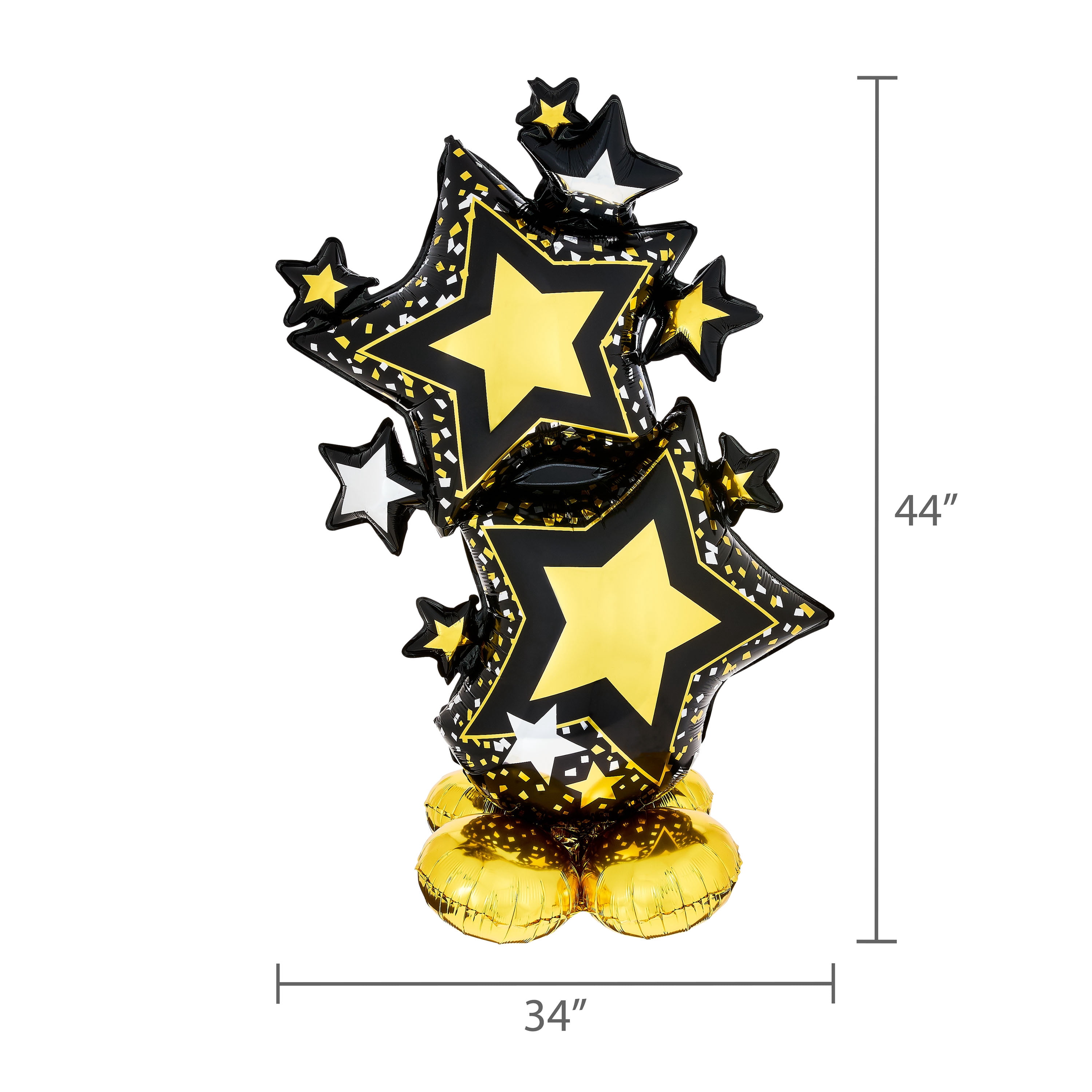 Way To Celebrate Star Balloon Decoration (Black/Gold, 29 in) pdwc1