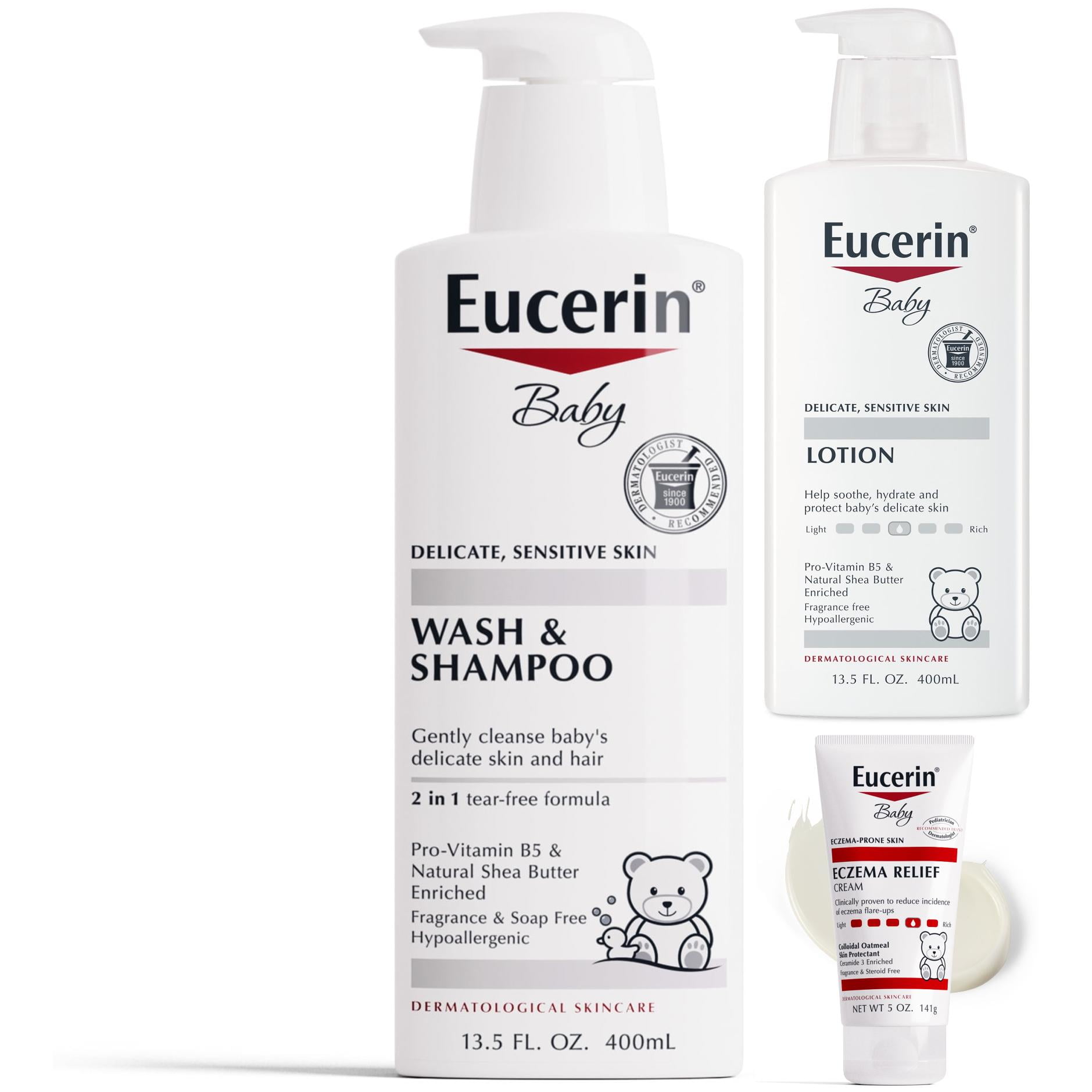Eucerin Baby Wash and Shampoo, Tear-Free Hypoallergenic Cleanser for Sensitive Skin (13.5 fl oz) 0ts8m
