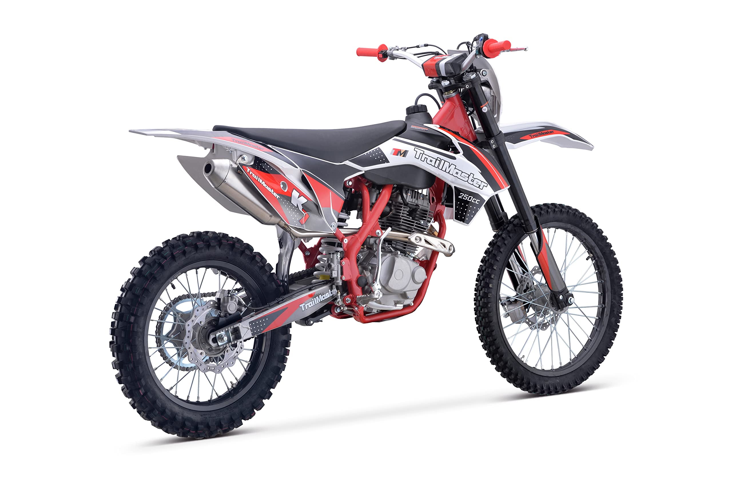 Trailmaster TM33 250cc Dirt Bike Off-Road Motorcycle with LED Headlight and Manual 5-Speed Transmission (Red, 37 in Seat Height) 1fgdp