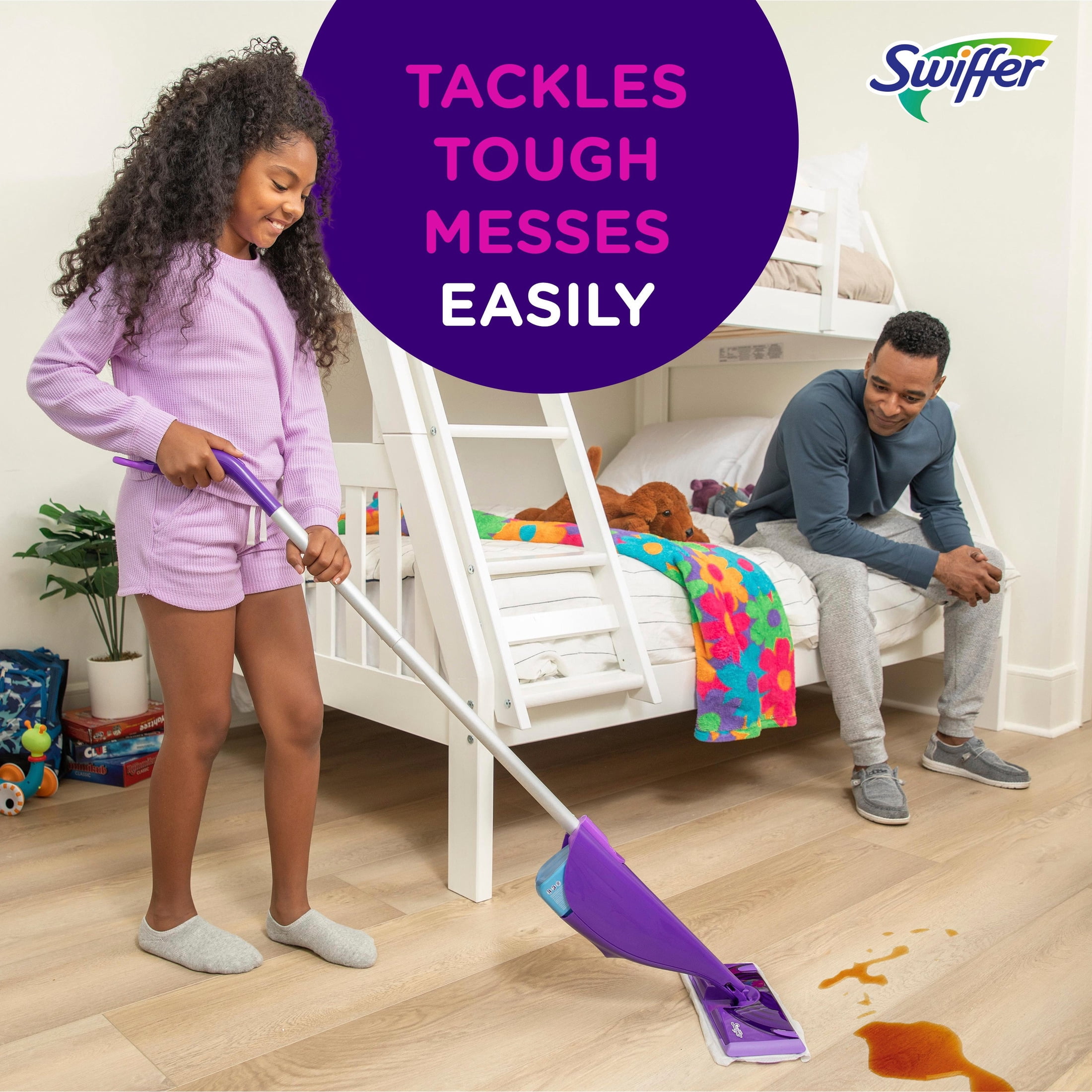 Swiffer WetJet Hardwood Floor Mop Starter Kit with Cleaning Solution and Pads (Unscented, 7-Piece Set) 892ey