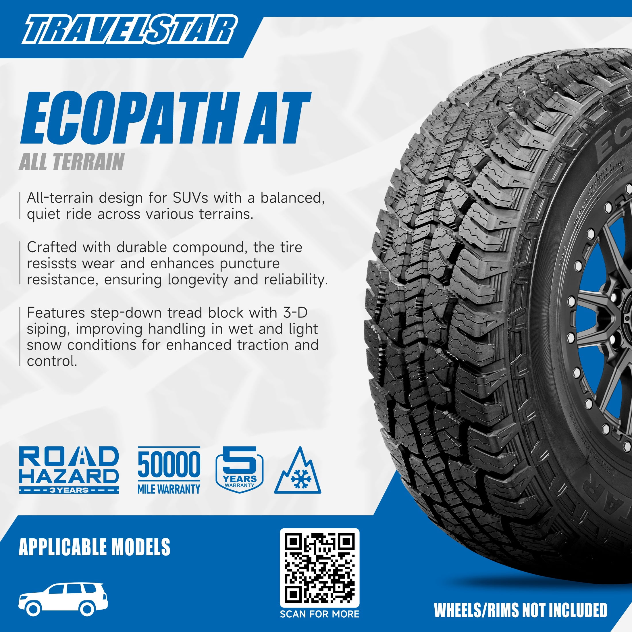 Travelstar Ecopath AT All Terrain SUV Tire (275/65R18, 116T) txopb