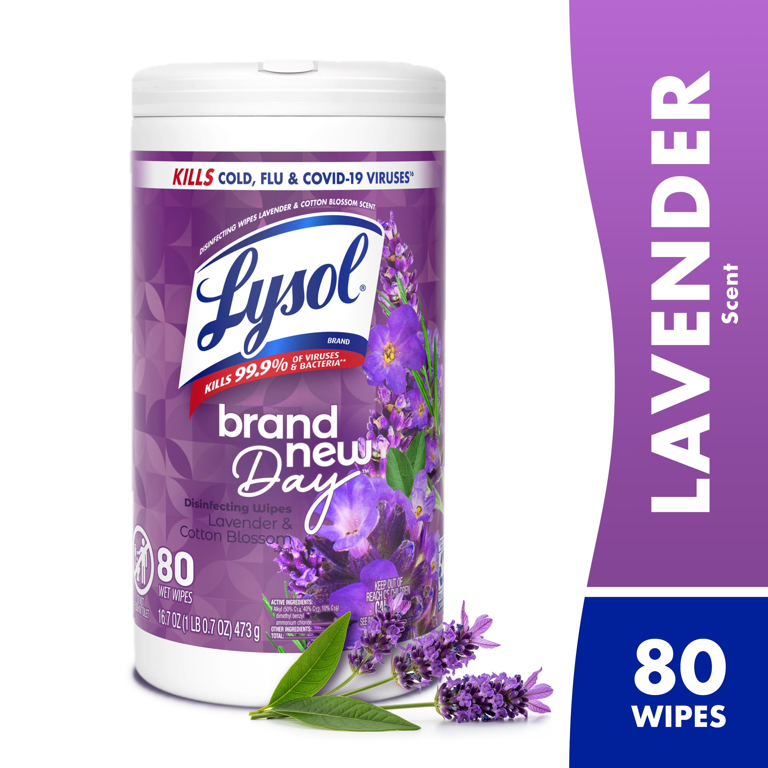Lysol Multi-Surface Disinfectant Cleaning Wipes, Lavender & Cotton Blossom Scent (80 Count) 0hd51