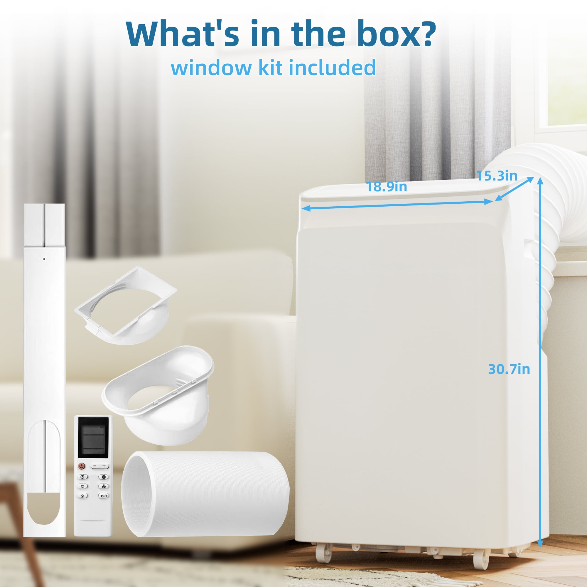 PIONEERWORKS Portable Air Conditioner 12000 BTU (4-in-1 Cooling, Dehumidifier, Fan, Sleep Mode, 450 sq. ft. Coverage) mwxbc