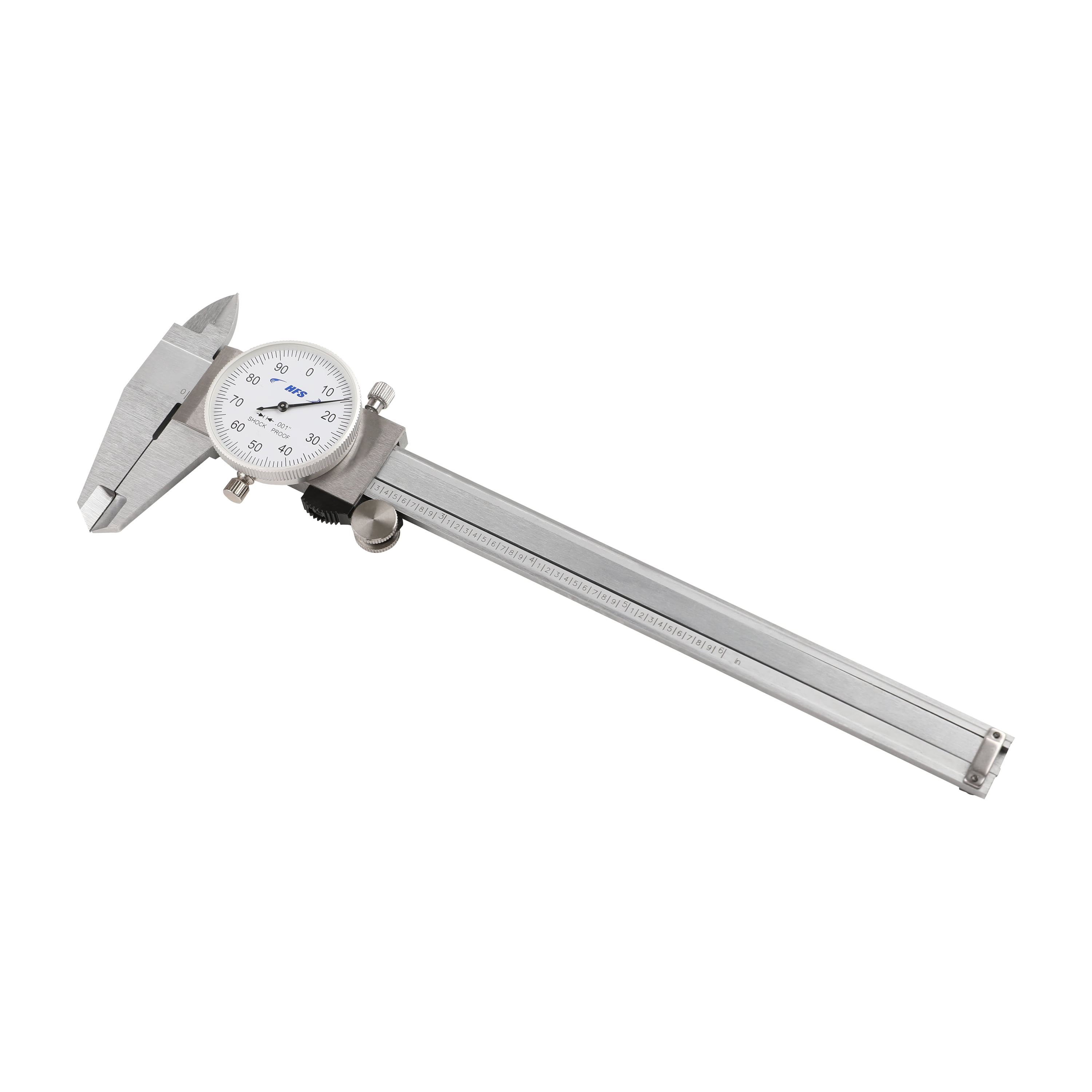 HFS Dial Caliper 4-Way Measurement Tool, Shockproof Carbon Steel (Silver, 0-6 in) xone2