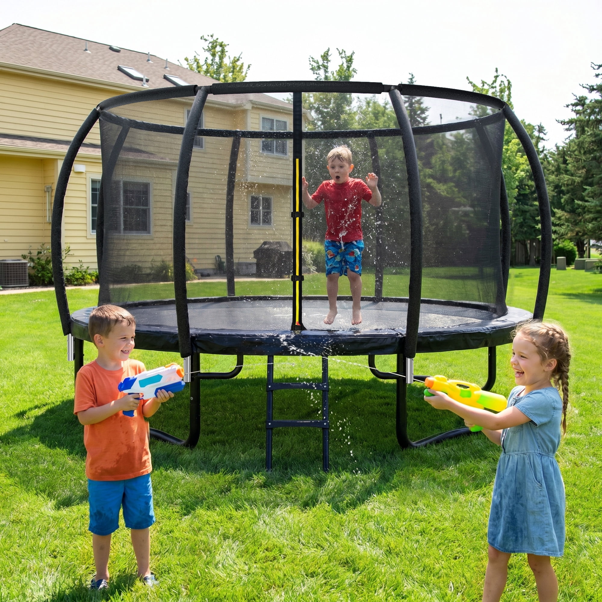 Forgemus Recreational Outdoor Trampoline with Enclosure Net and Ladder (12 ft) 7r62m