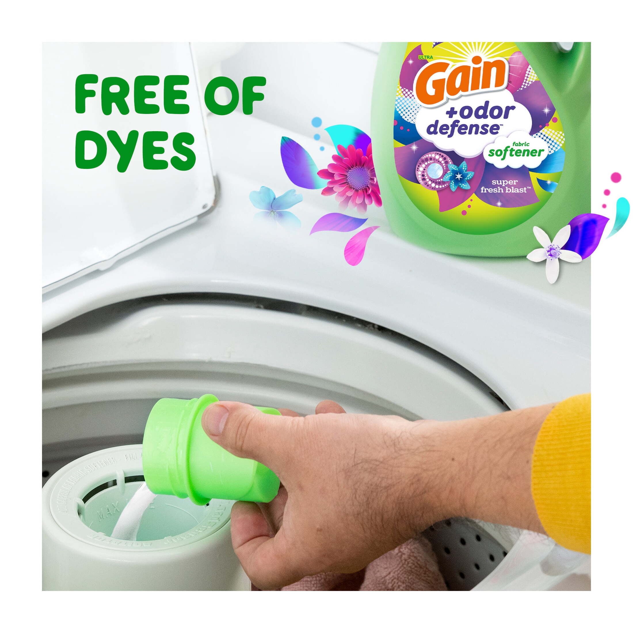 Gain Odor Defense Liquid Fabric Softener and Conditioner, Super Fresh Blast (4 Pack, 100 fl oz) dsywn