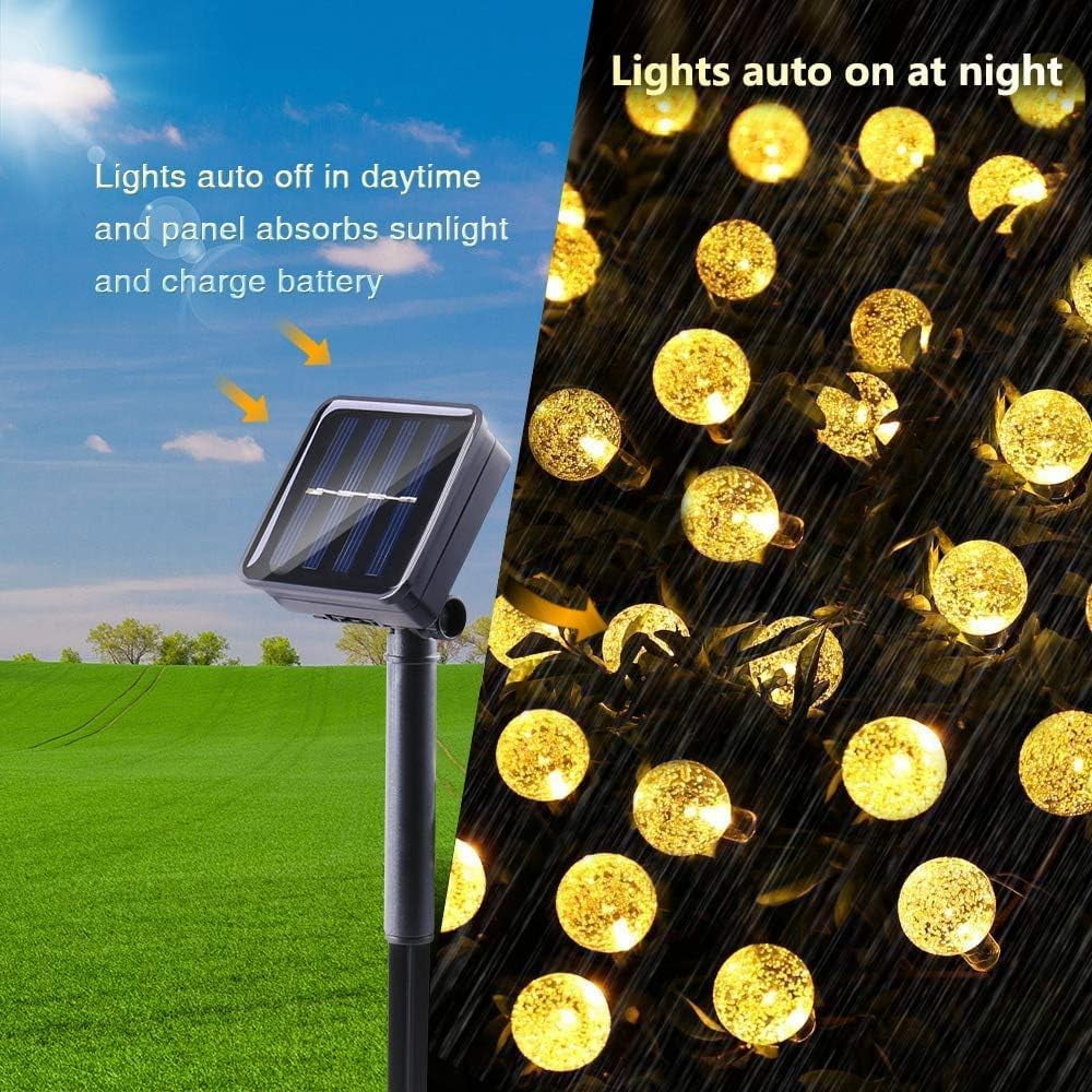 LED Decoration's Solution Solar String Lights Outdoor, 100 LED Globe Patio Lights with 8 Lighting Modes (Warm White, 56 ft) p25or