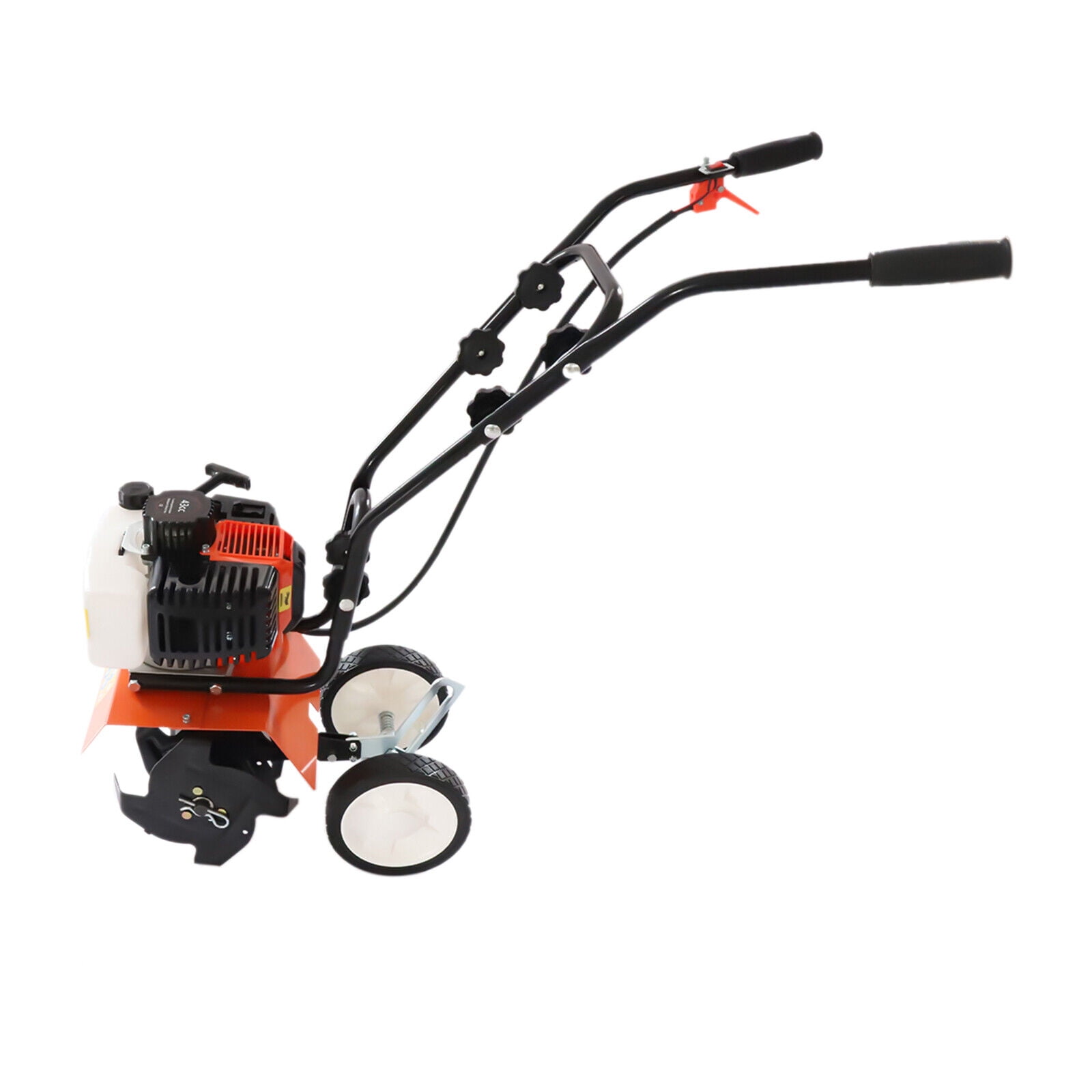 Generic 43CC 2-Stroke Gas Powered Garden Cultivator, Heavy-Duty Soil Tiller with Adjustable Wheels and Mud Flap (28.66 lb) qx6vk