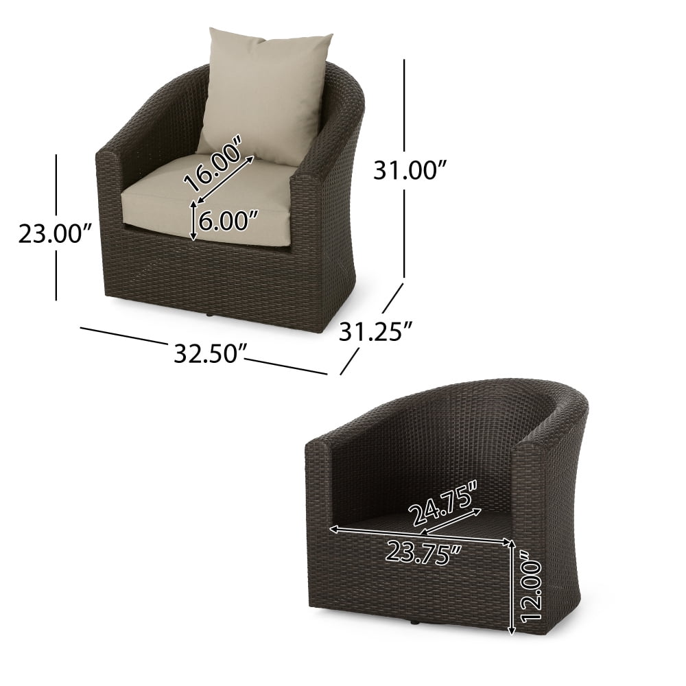 Generic Outdoor Swivel Wicker Chair with Aluminum Frame (Brown, 1-Pack) cpjz3
