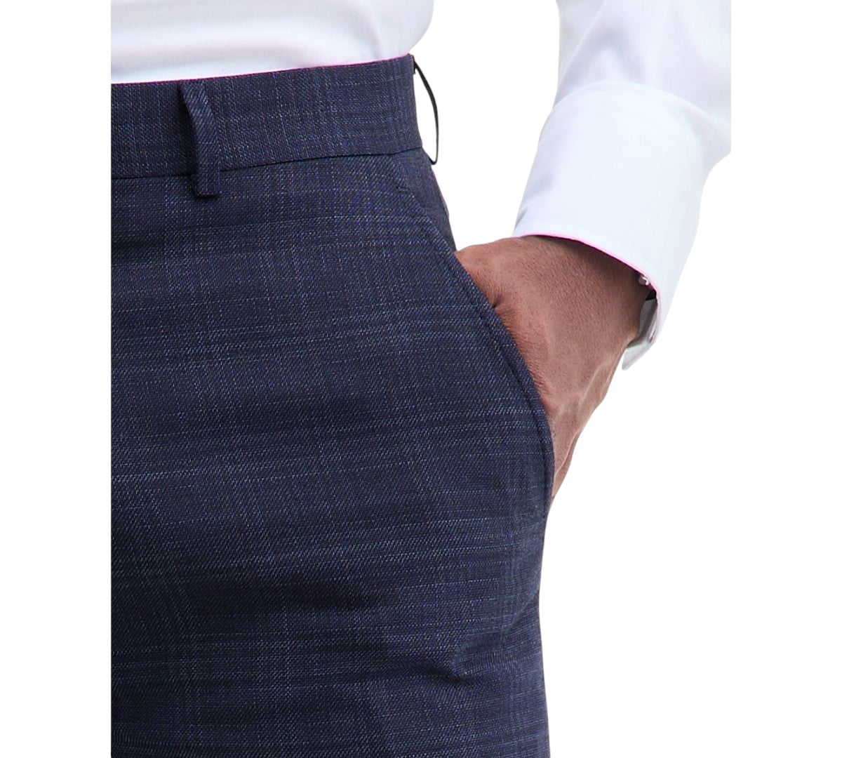 Calvin Klein Mens Slim Fit Dress Pants Stretch Wool Plaid (Navy Blue, 32 in x 32 in) xok6y