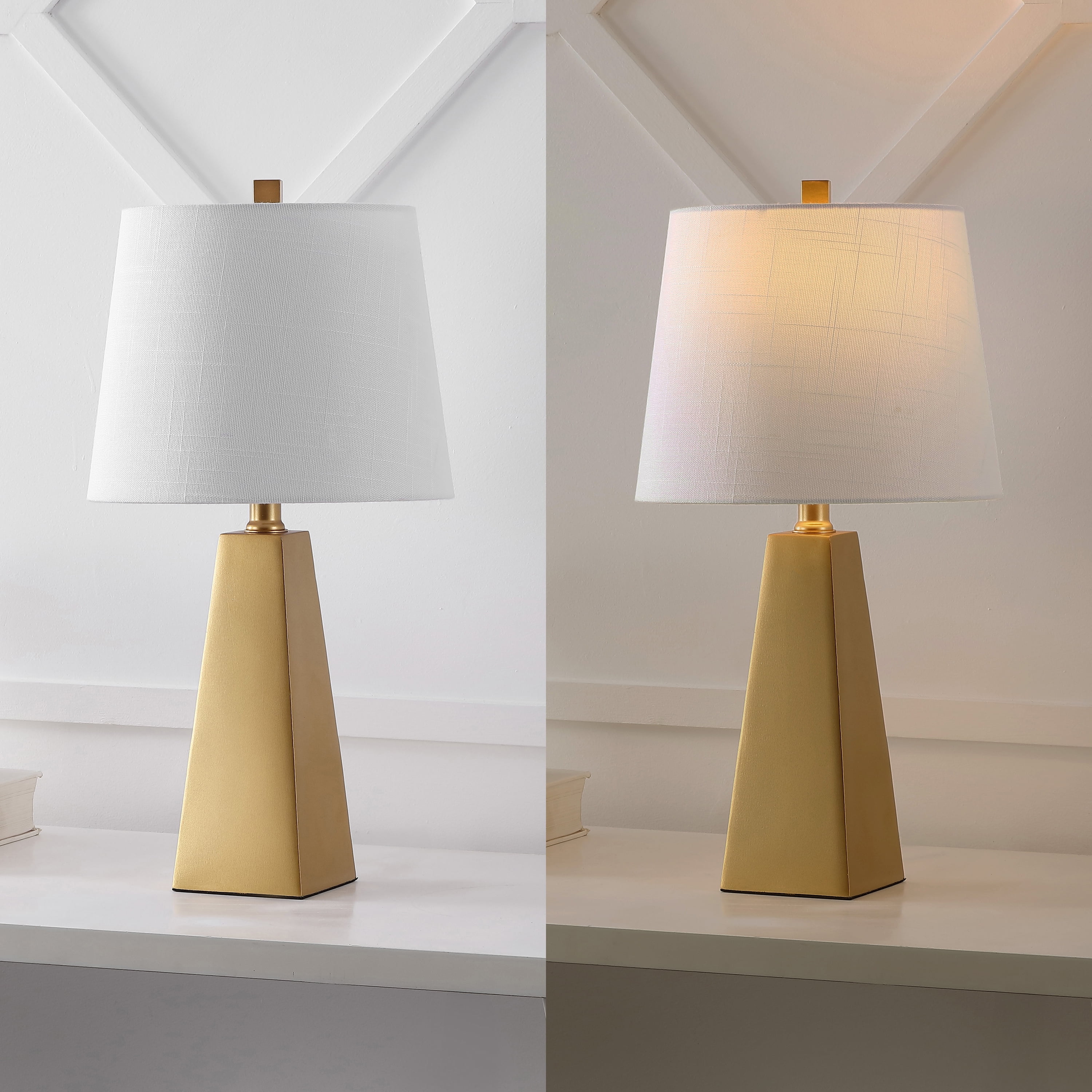 JONATHAN Y Owen Contemporary Resin LED Table Lamp, Gold Finish (20.5 in) z8pbb