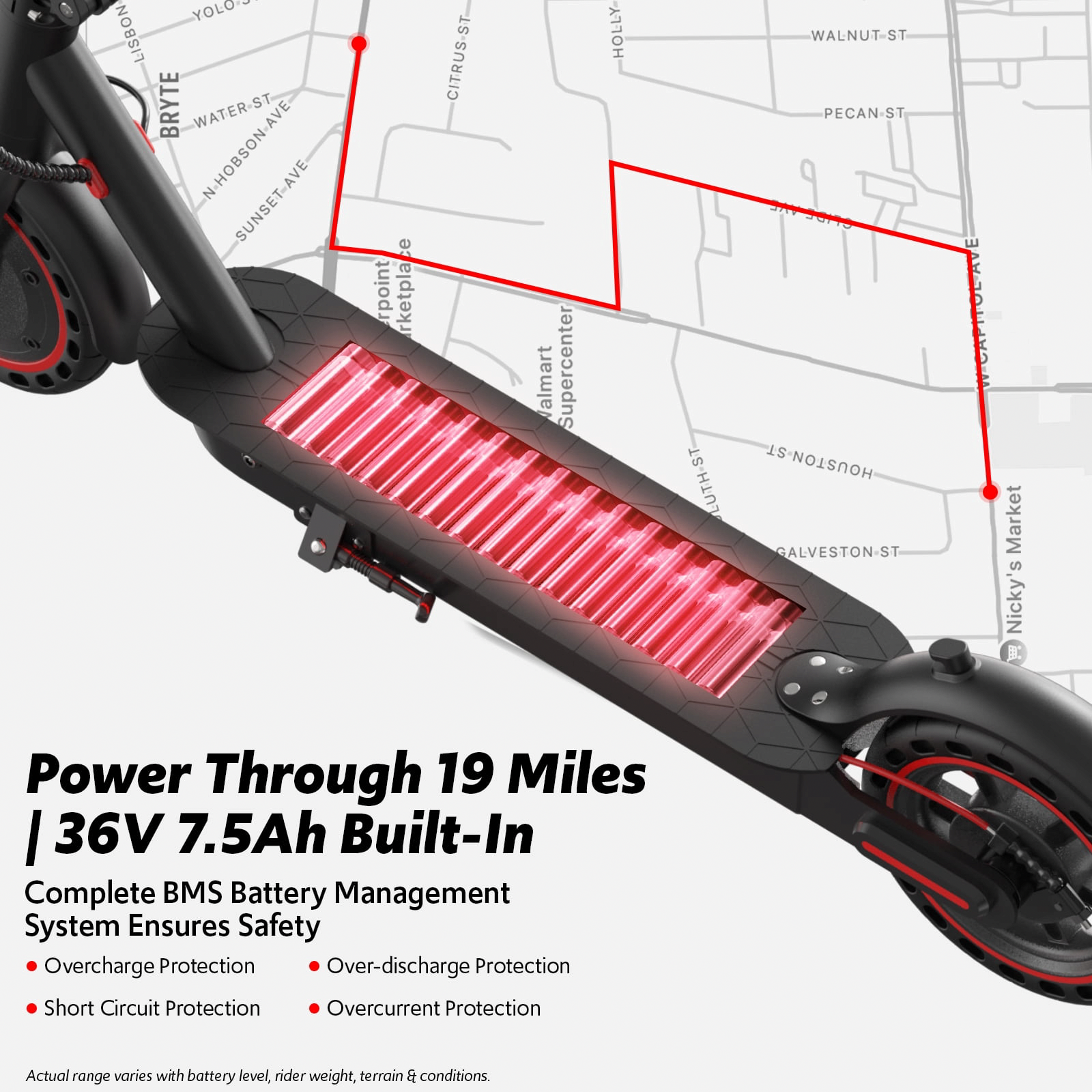 OSBOO Electric Scooter for Adults, 550W Motor 19 MPH Portable Folding Commuter E-Scooter (Black, 19 Miles Range) qkbdb