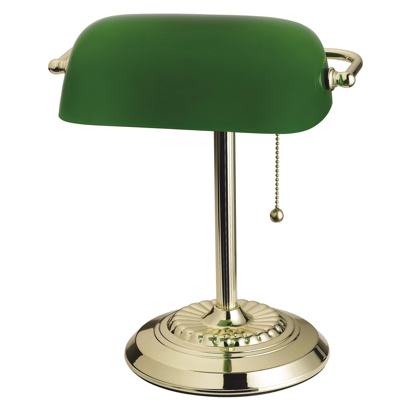 Catalina Traditional Banker's Desk Lamp, Vintage Style with Pull Chain Switch (Green, 13.5 in) w28yb