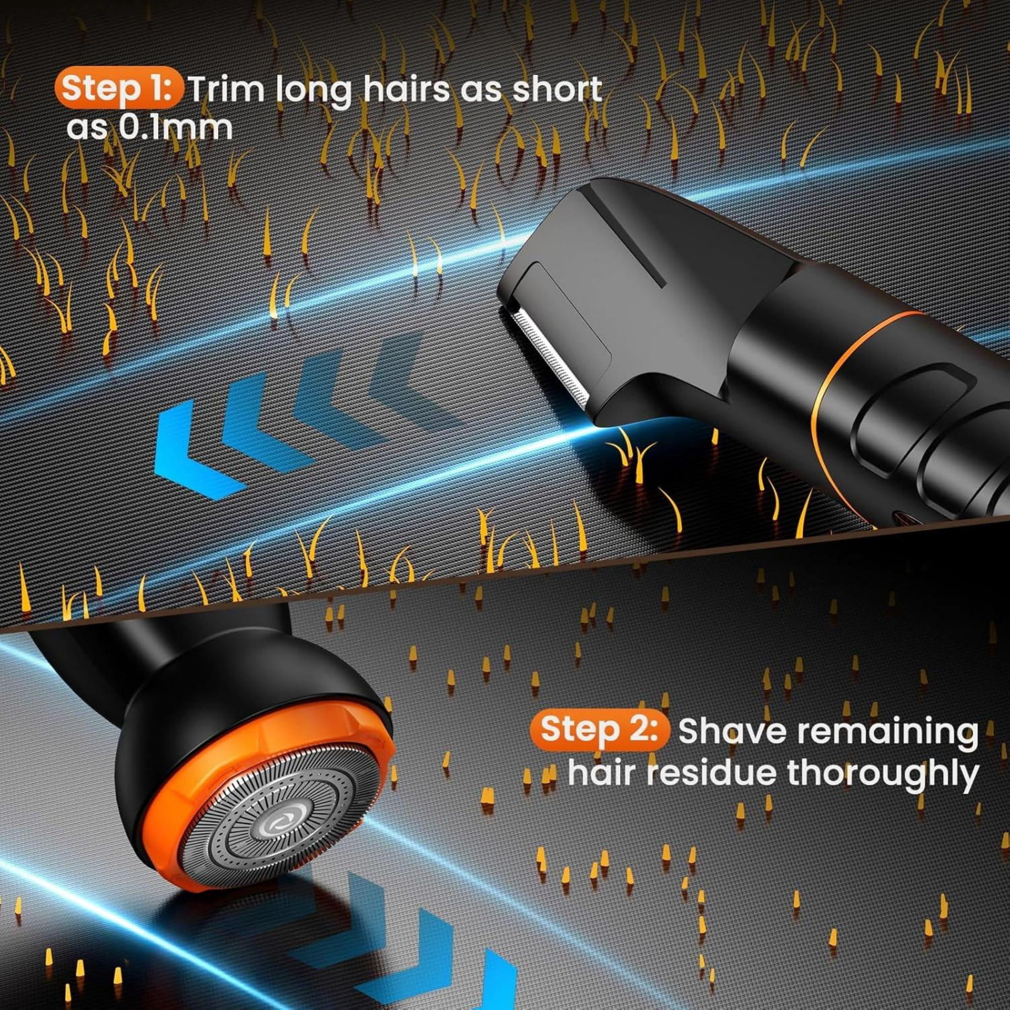 MAXGROOM All-in-One Electric Body Hair Trimmer for Men, Waterproof Grooming Kit with LED Display (Black, 1 Kit) gx861