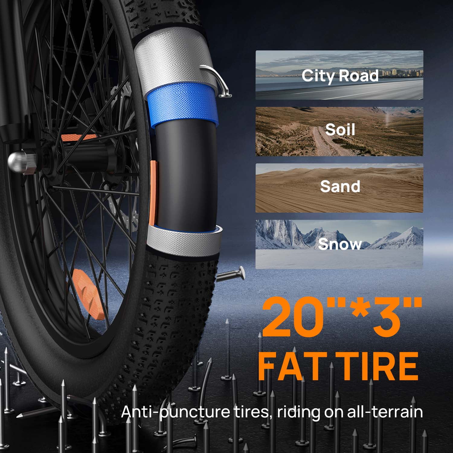 UrLife 3.0 Fat Tire Electric Bike, 750W Motor, 48V 13AH Battery, 7-Speed Commuter E-Bike (Black, 20 in) jru3m