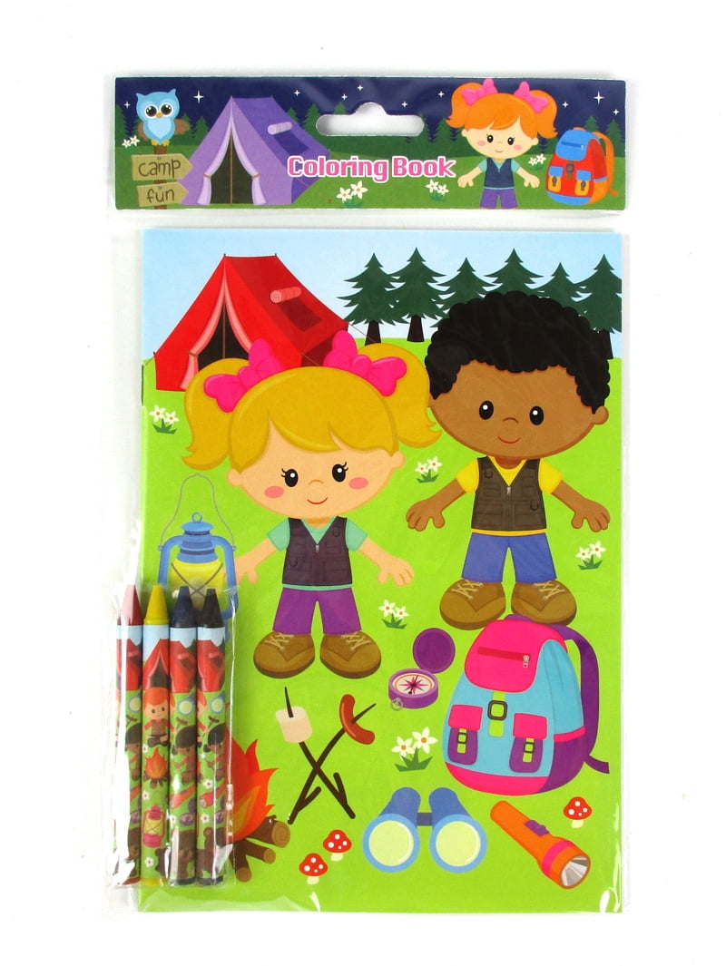 Tinymills Camping Coloring Book Party Favors Set (12 Pack, 9 in x 7 in) bqqvt