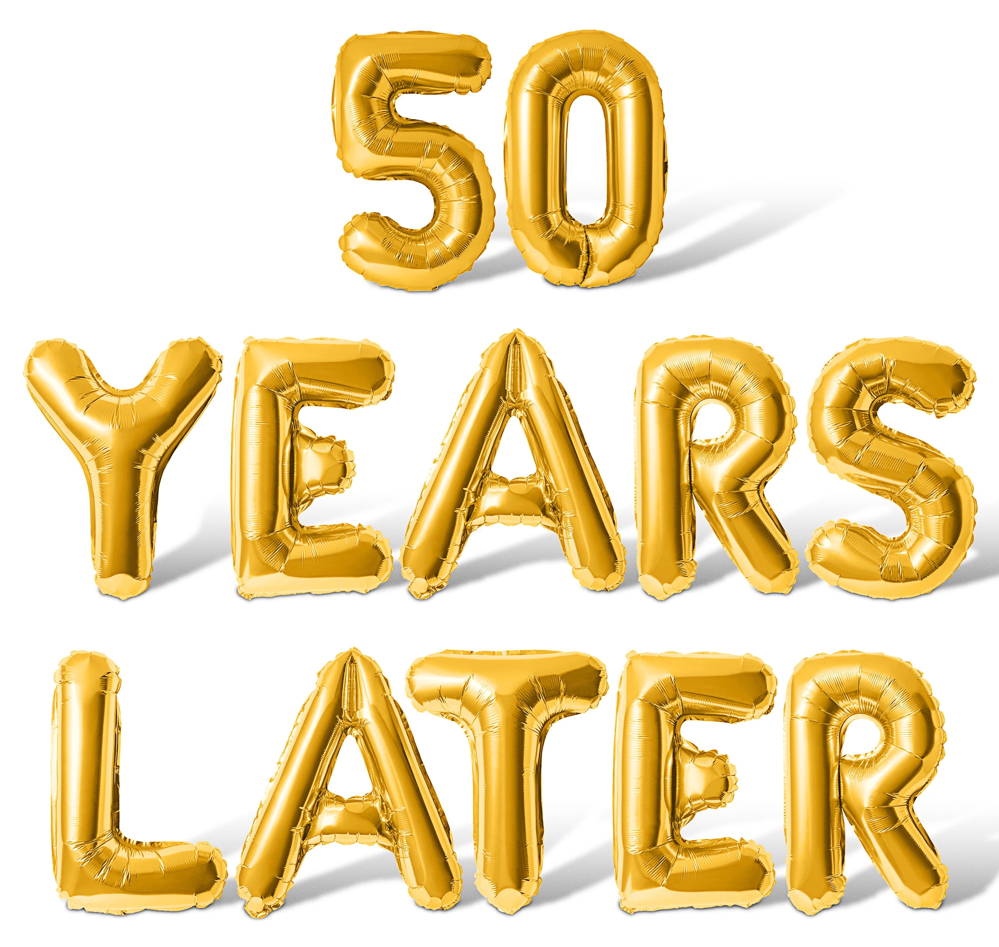 Floating Away Balloon Company 50 Years Later Foil Mylar Letter Balloon Banner (Gold, 16 in) mb37l