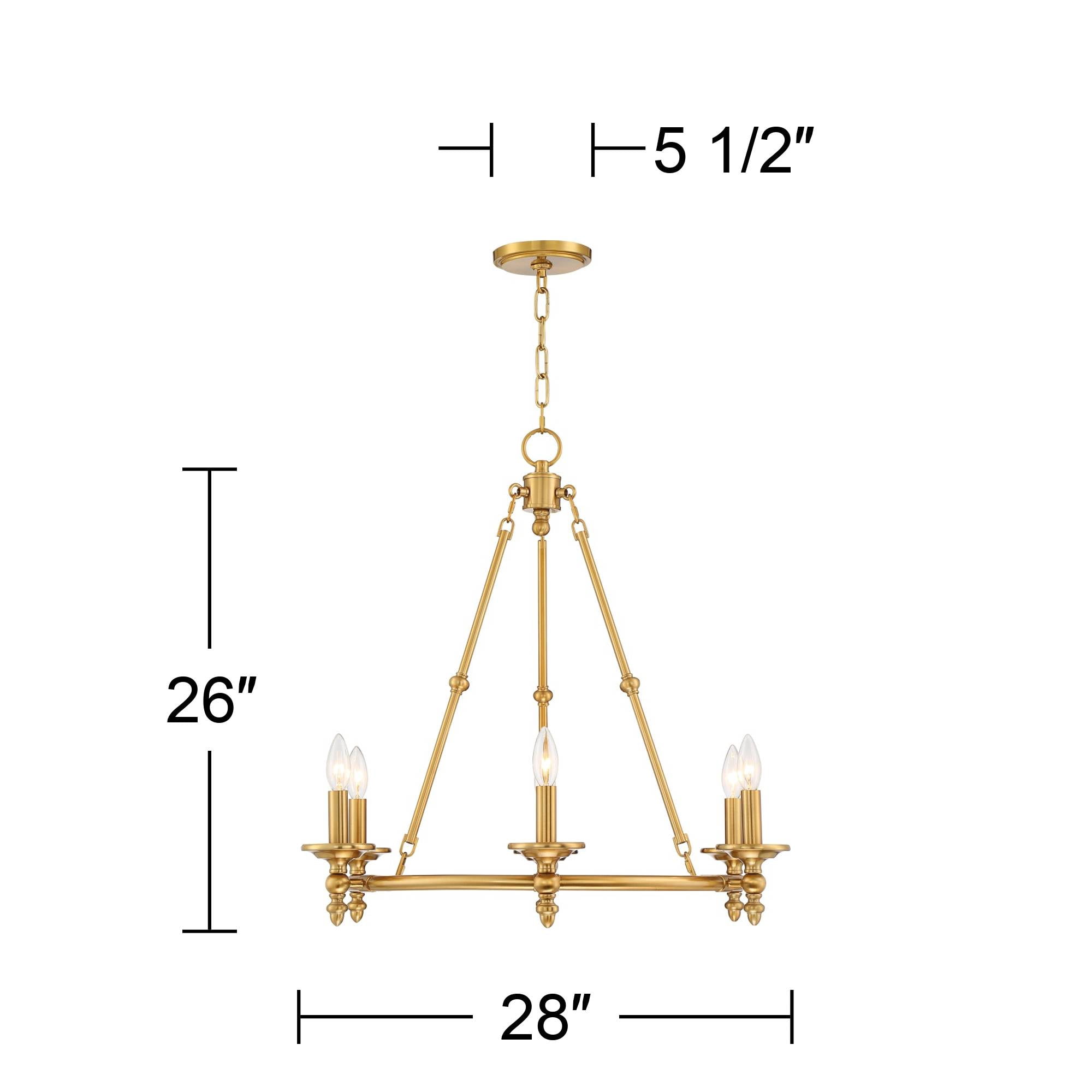 Stiffel Wagon Wheel Chandelier 6-Light Farmhouse Rustic Lighting Fixture (Antique Brass, 28 in) nju8b