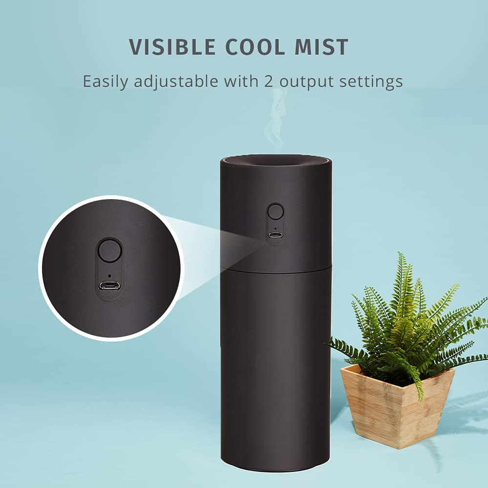 Homedics Portable Ultrasonic Humidifier, Cordless Desktop Cool Mist for Travel and Office (Black, 8.5 fl oz) 6rc2i