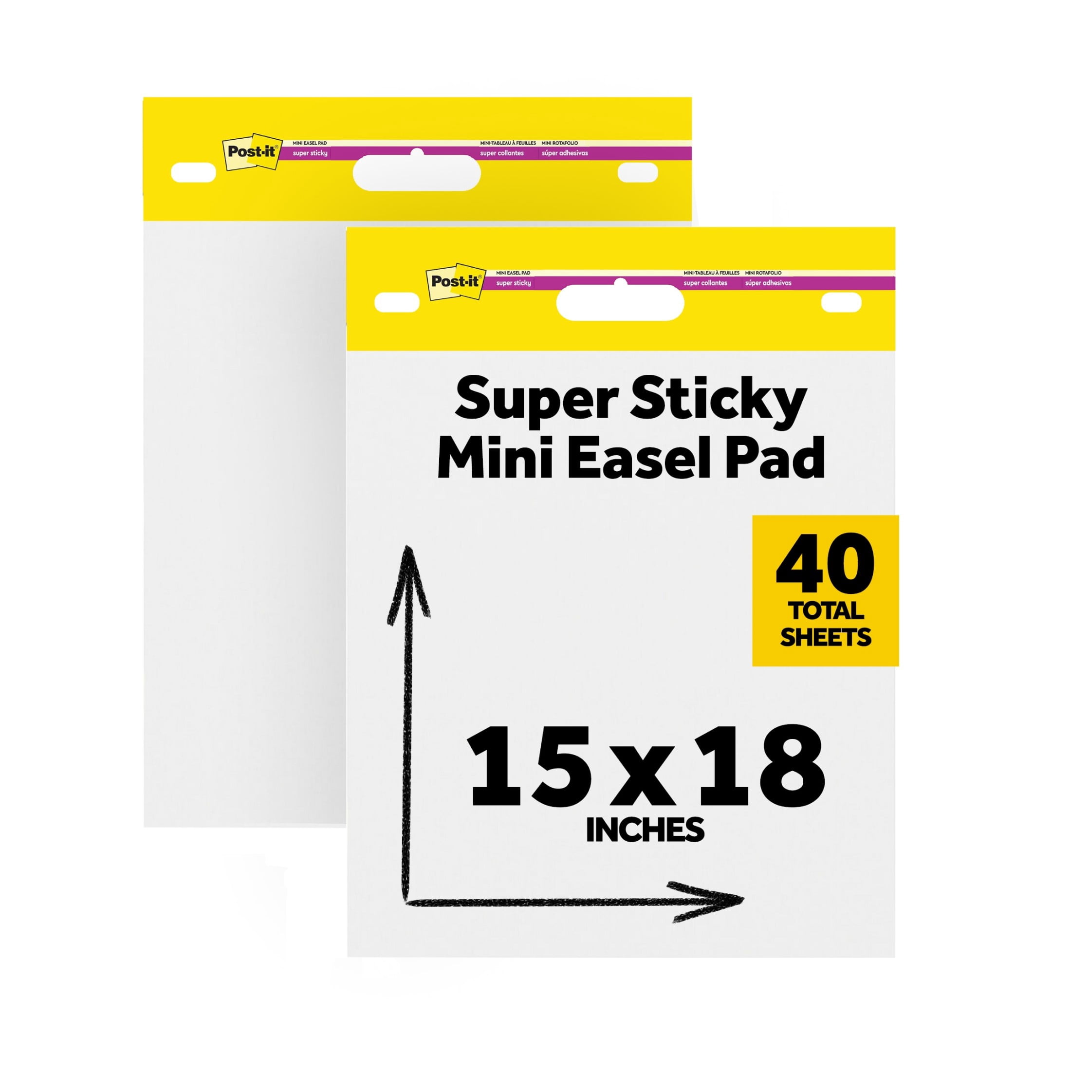 Post-it Super Sticky Mini Easel Pad Flip Chart, Premium Self-Stick Paper (White, 15 in. x 18 in., 2 Pads) oui67
