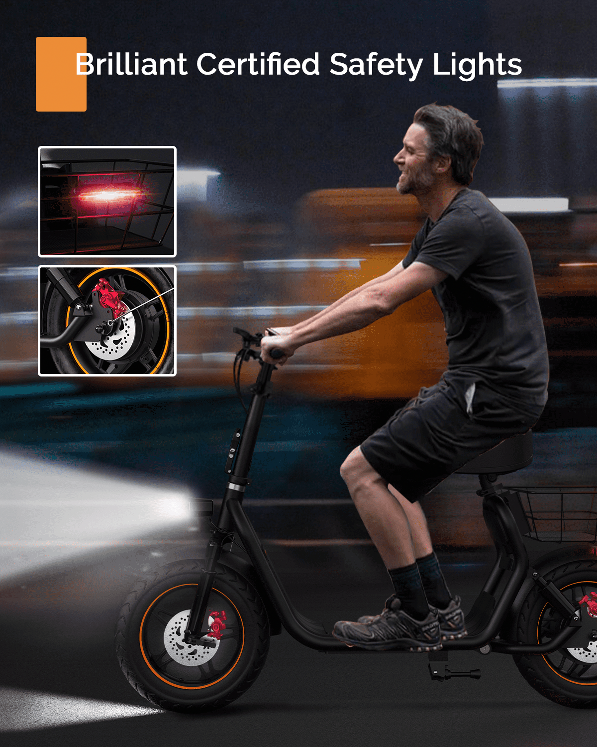 Gcycle Z14 Electric Scooter for Adults, Foldable Commuter Scooter with Seat and Basket, Dual Suspension, 14 in Tires (Black, 330 lb Capacity) d978p