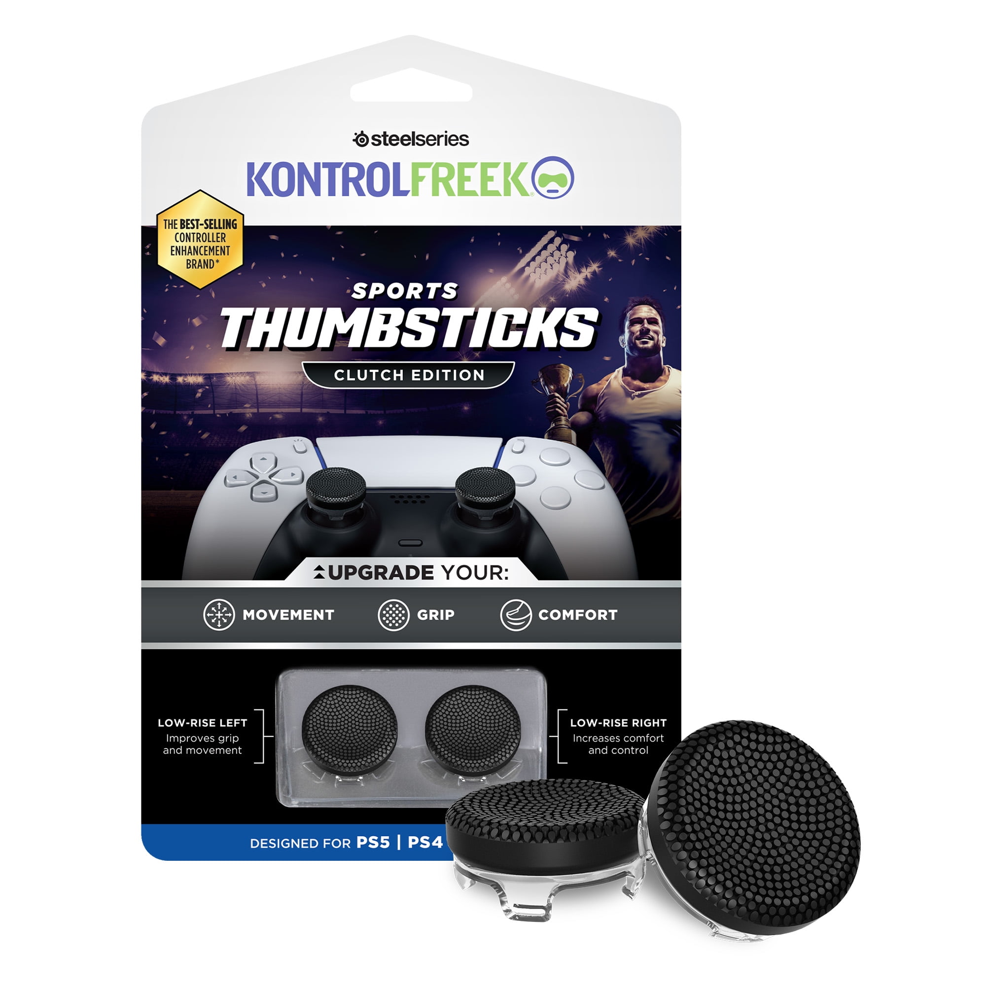 KontrolFreek Performance Thumbsticks Clutch Edition for PlayStation 4 and PlayStation 5 (Black, 2 Pack) jy5sh