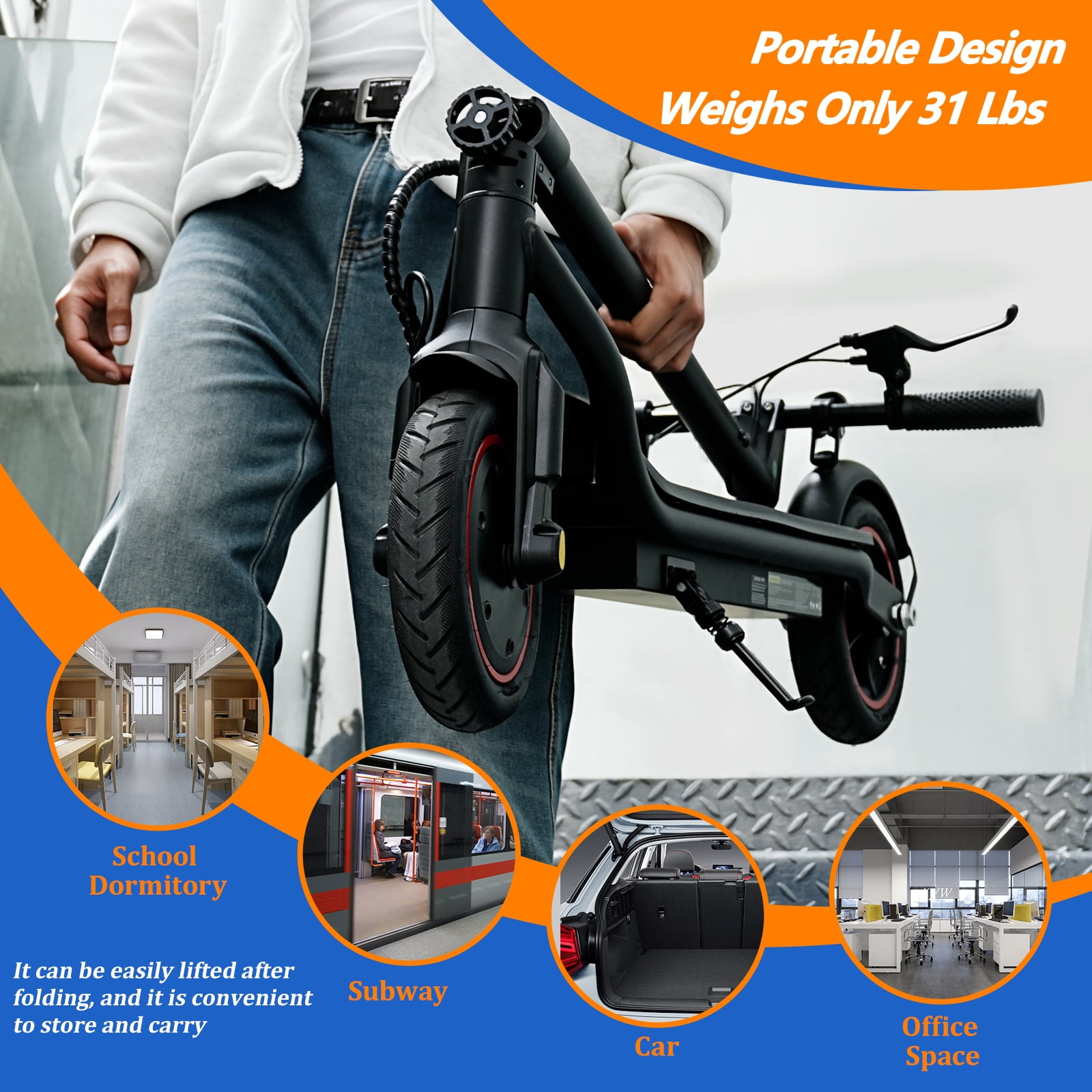 LiteFive LF5 350W Electric Scooter for Adults, Portable Folding Commuter E-Scooter (Black, 31 lb) li11m